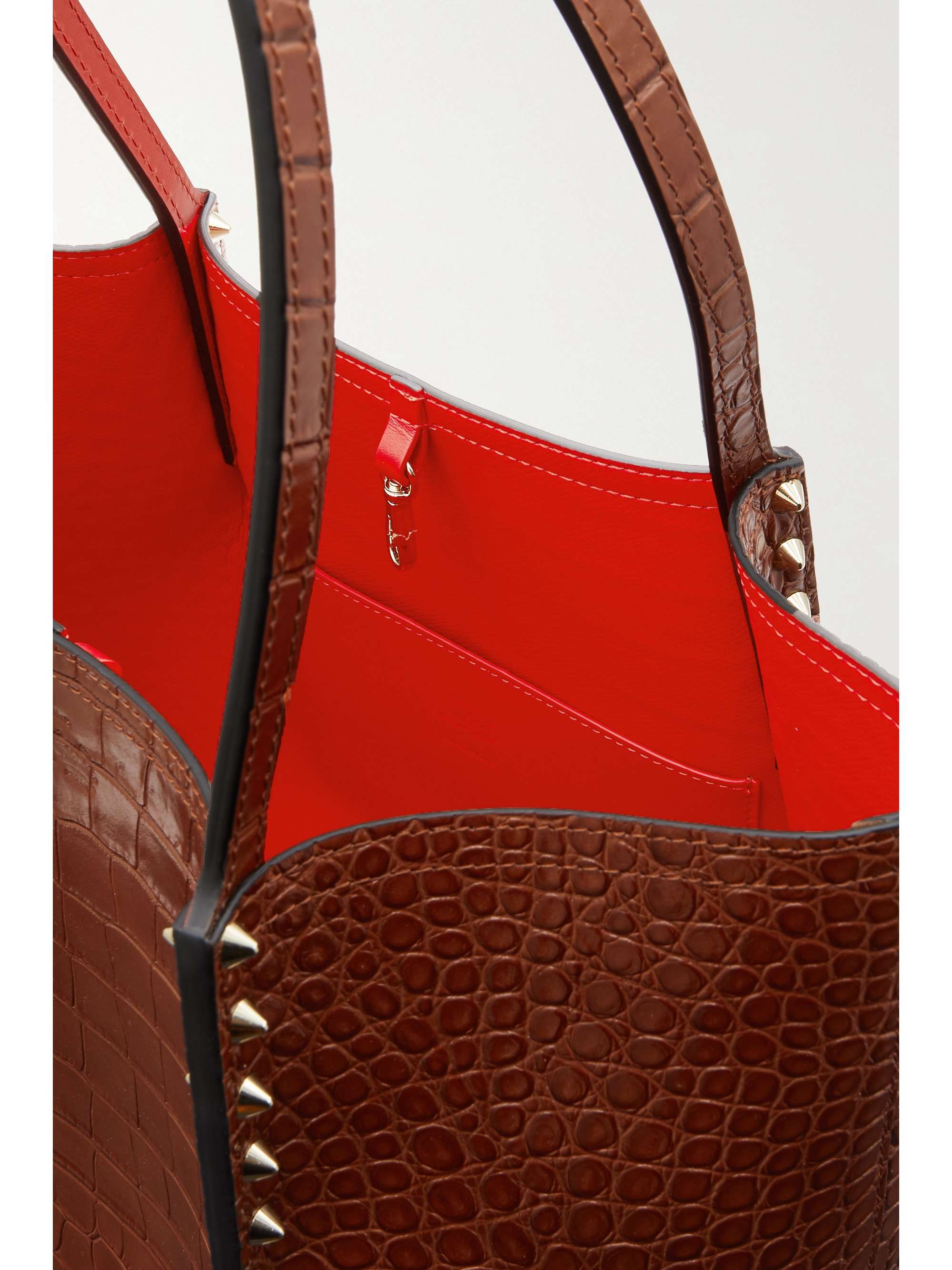 CHRISTIAN LOUBOUTIN Cabarock small spiked croc-effect leather tote