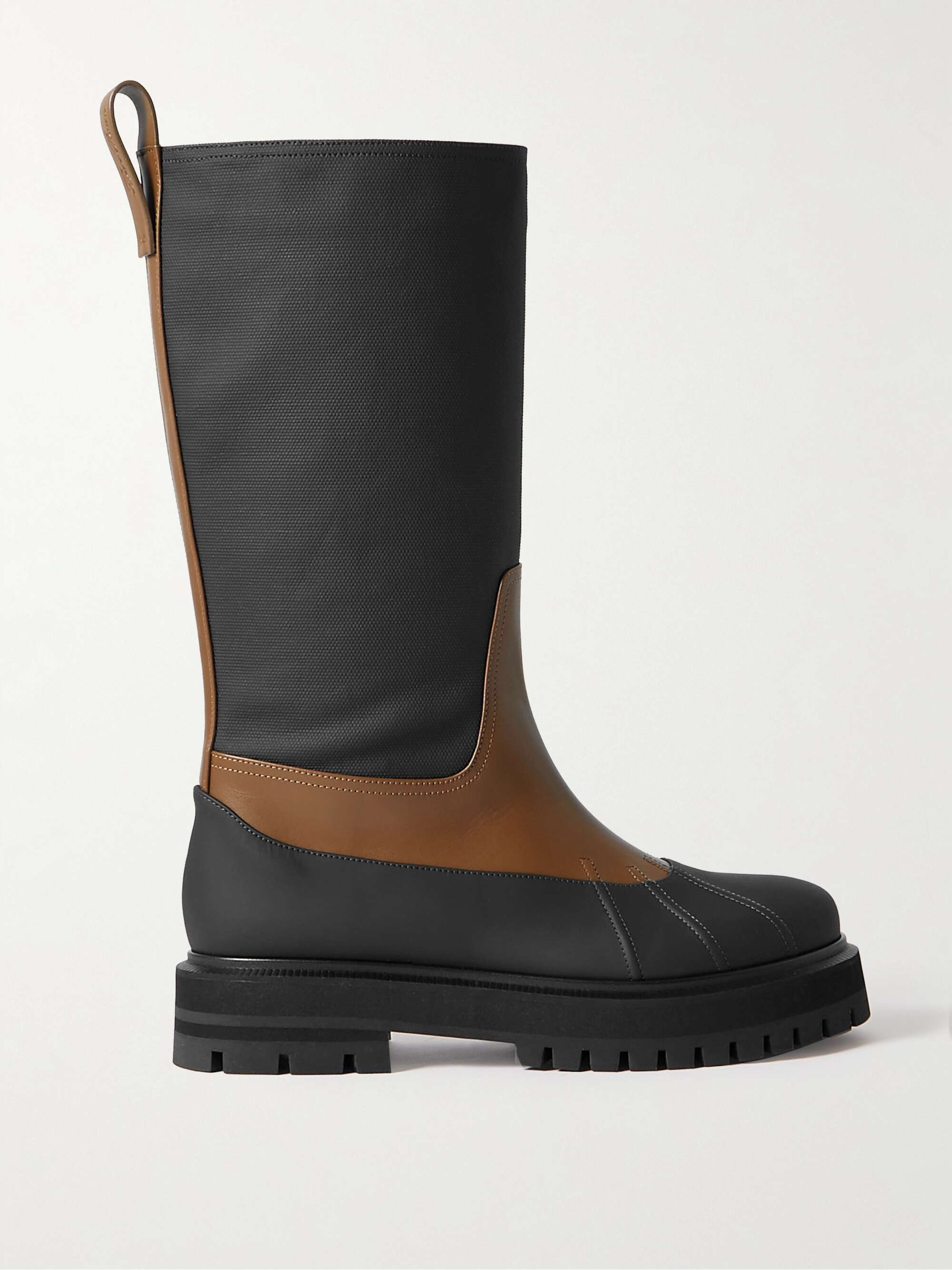 LORO PIANA Regent Fishing leather and coated-canvas rain boots | NET-A ...