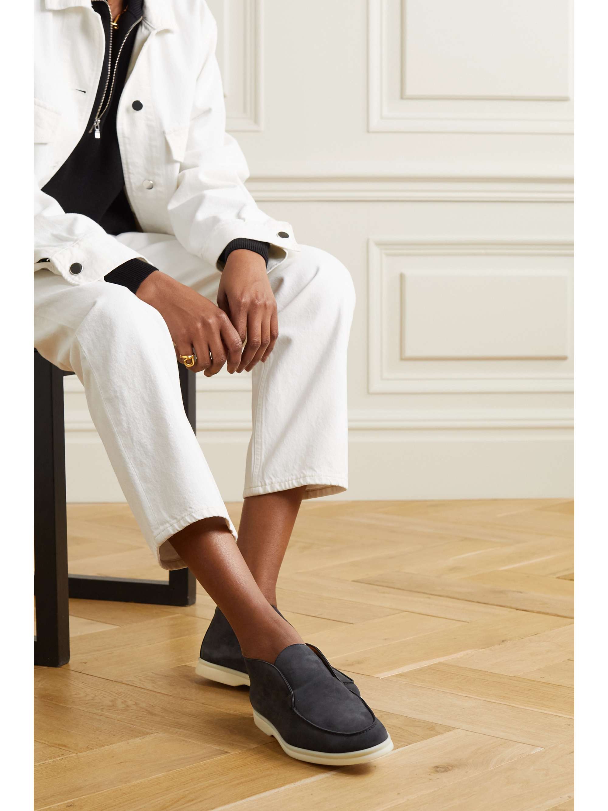 LORO PIANA Open Walk suede loafers | NET-A-PORTER