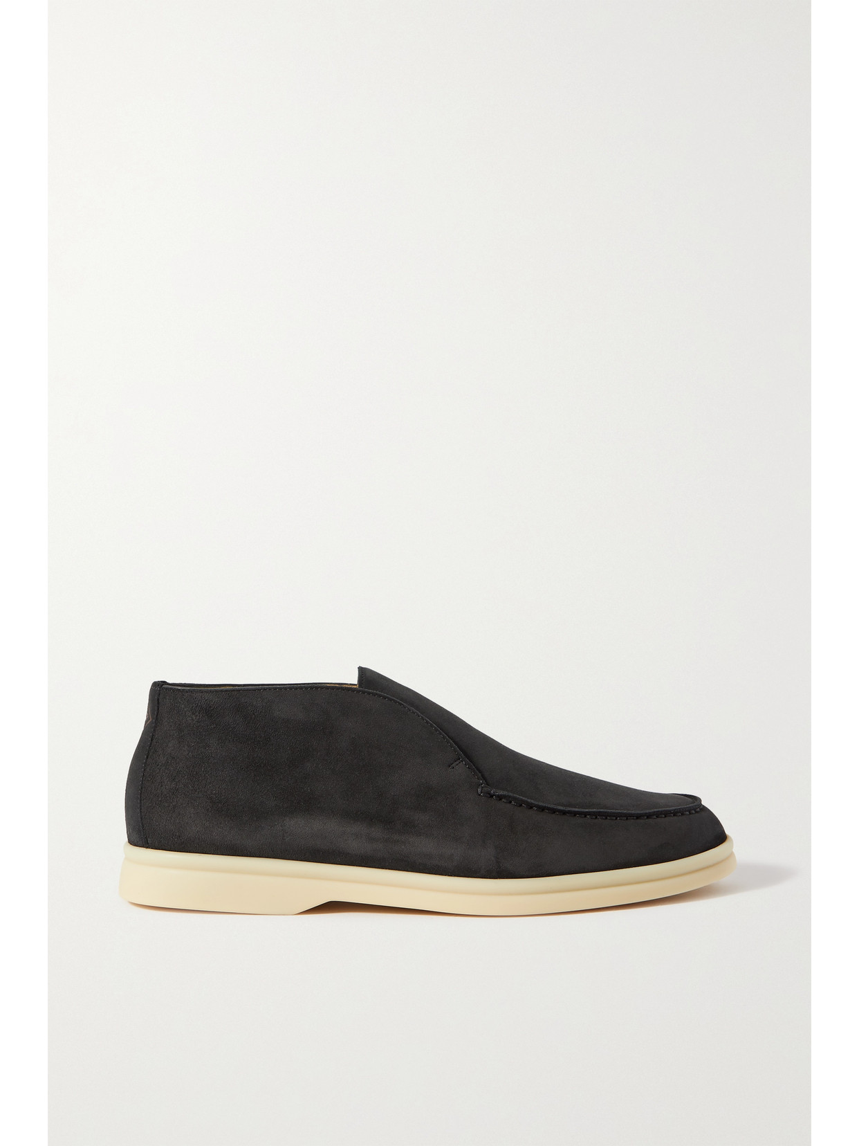 Loro Piana 10mm Polacchino Suede Loafers In Black