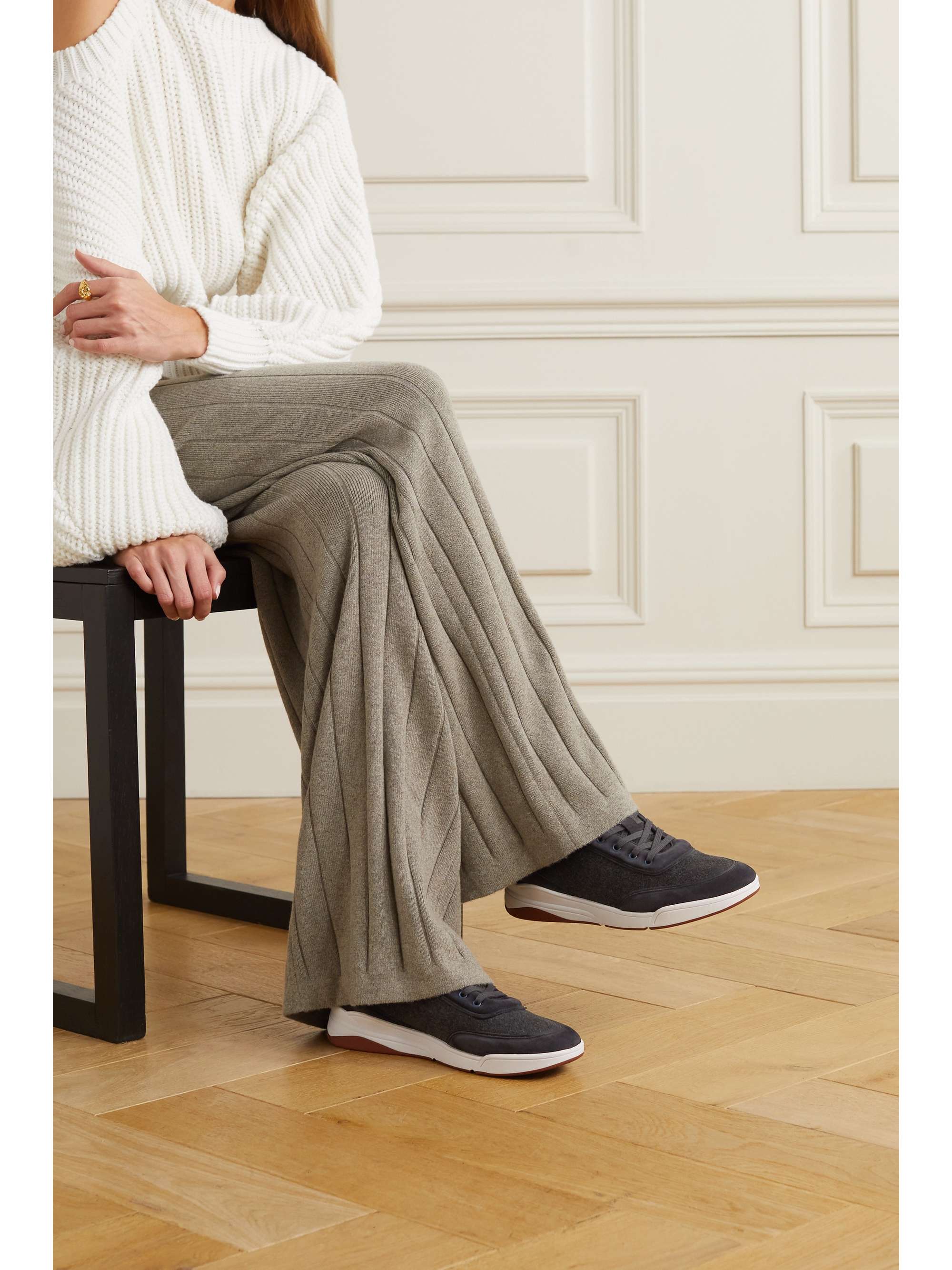 LORO PIANA Play cashmere and suede sneakers