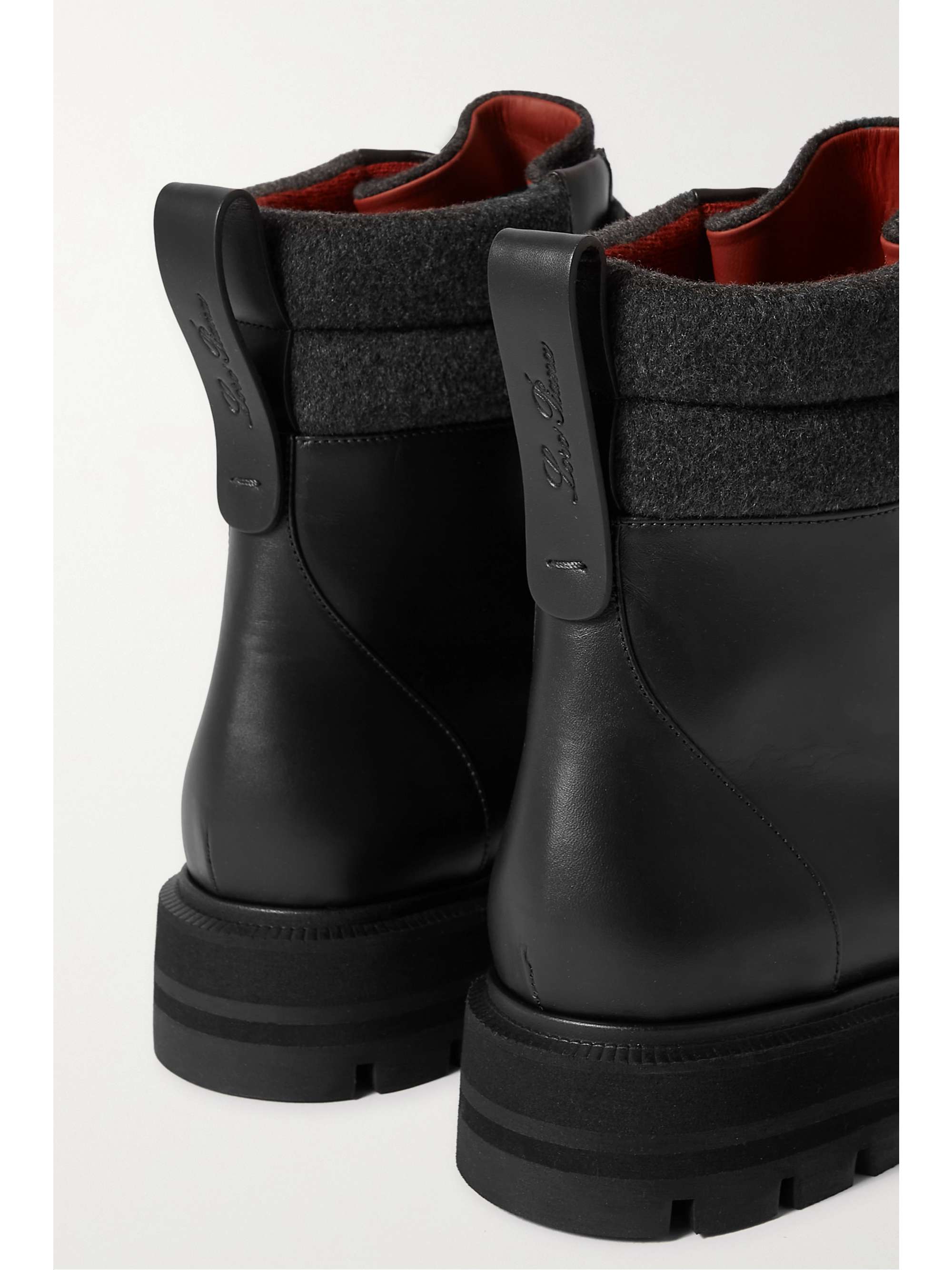 LORO PIANA Lomond leather and cashmere-felt ankle boots
