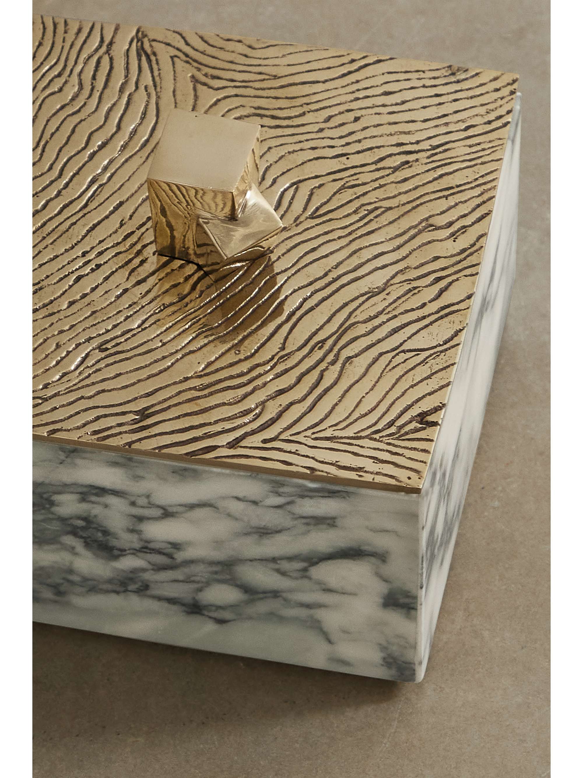 KELLY WEARSTLER Lustre brass and marble jewelry box