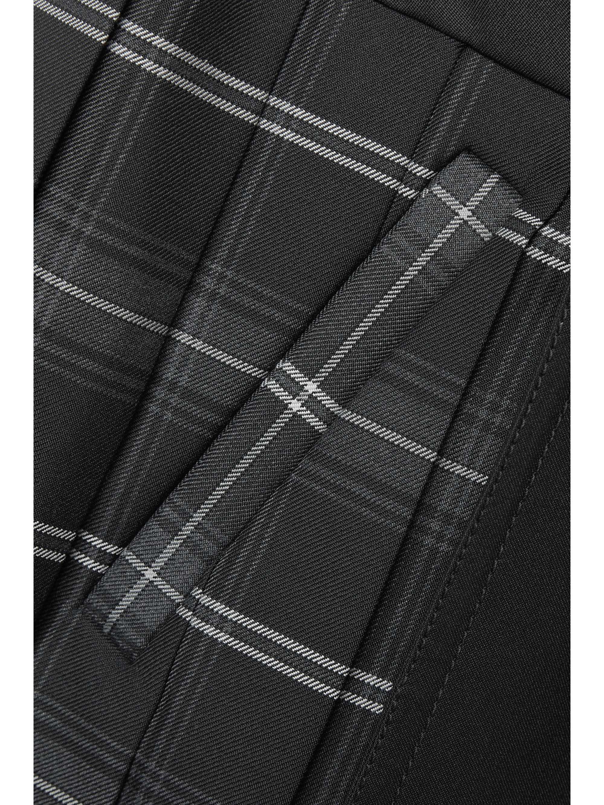 MERYLL ROGGE Twill-trimmed pleated checked wool-blend mini wrap skirt