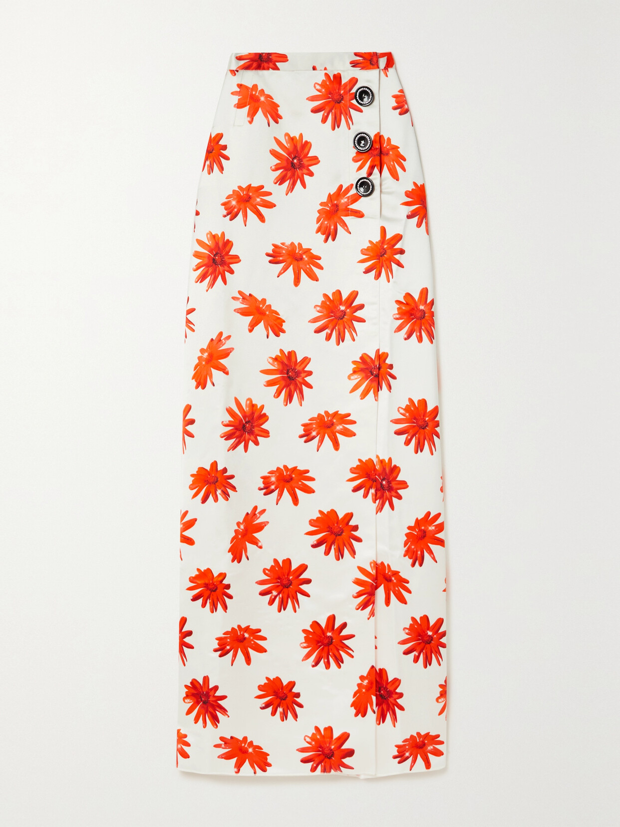 Meryll Rogge Crystal-embellished Floral-print Satin Maxi Skirt