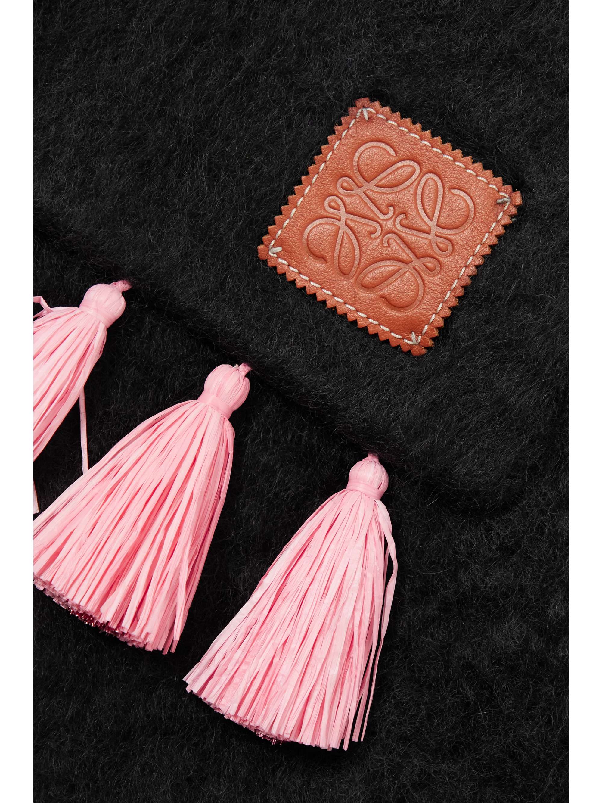 LOEWE Appliquéd tasseled mohair-blend scarf