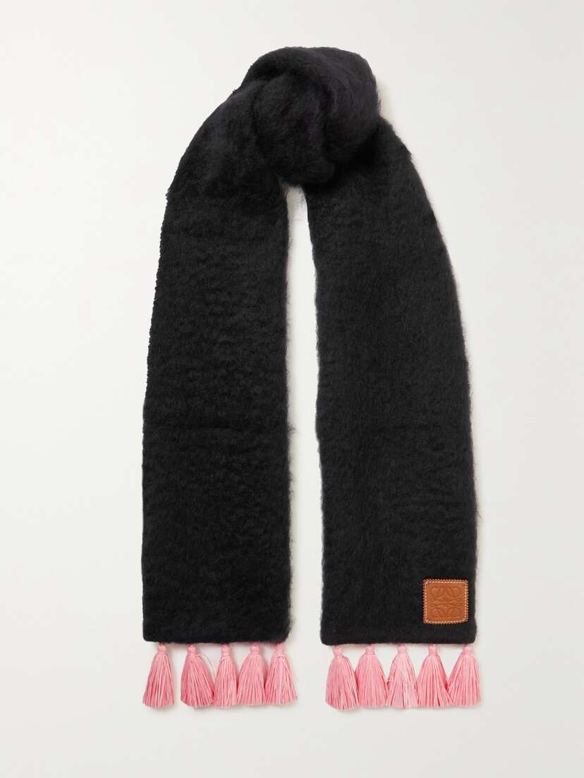 Loewe Appliquéd Tasseled Mohair-blend Scarf