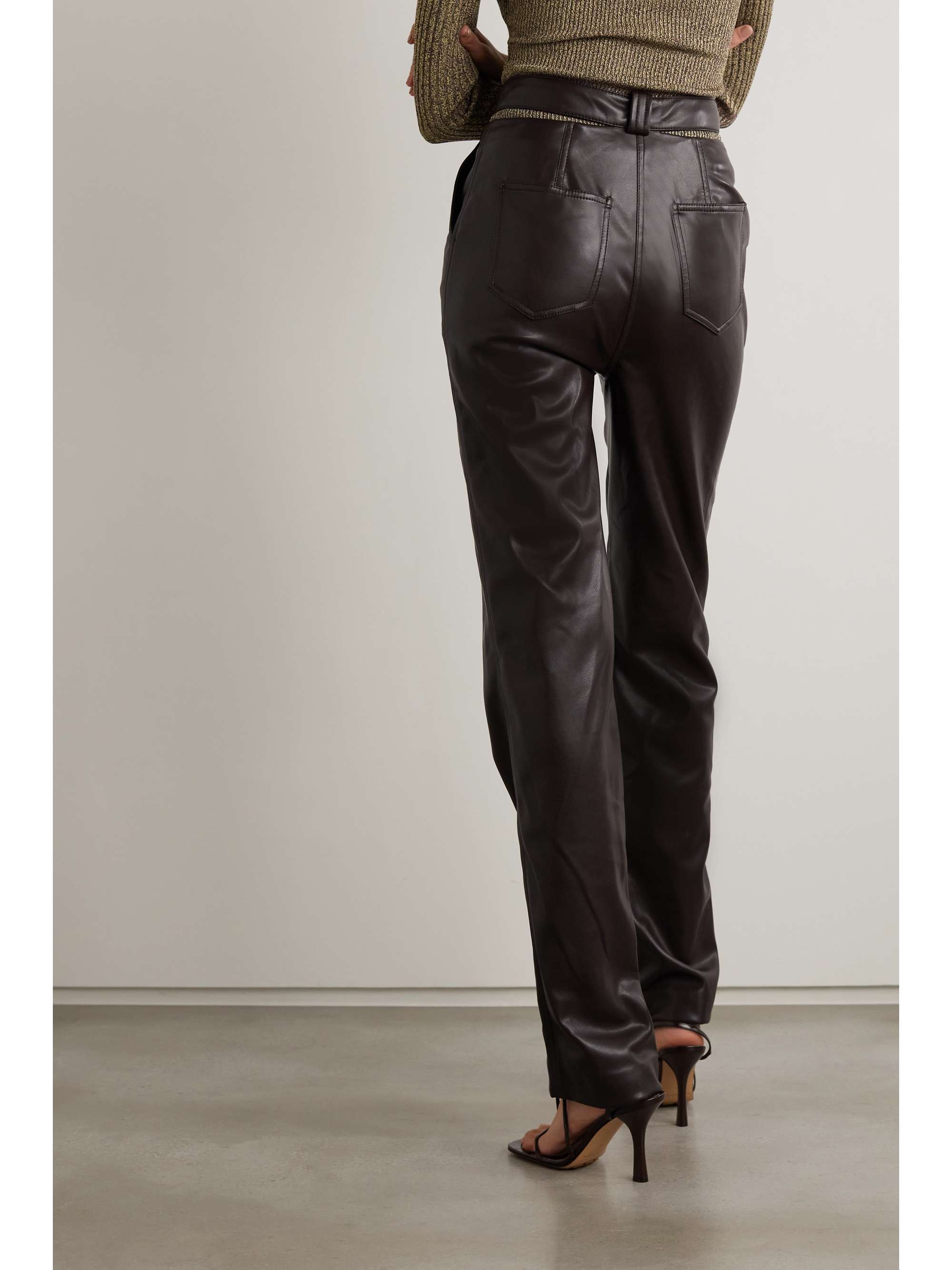 vegan leather wide leg pants