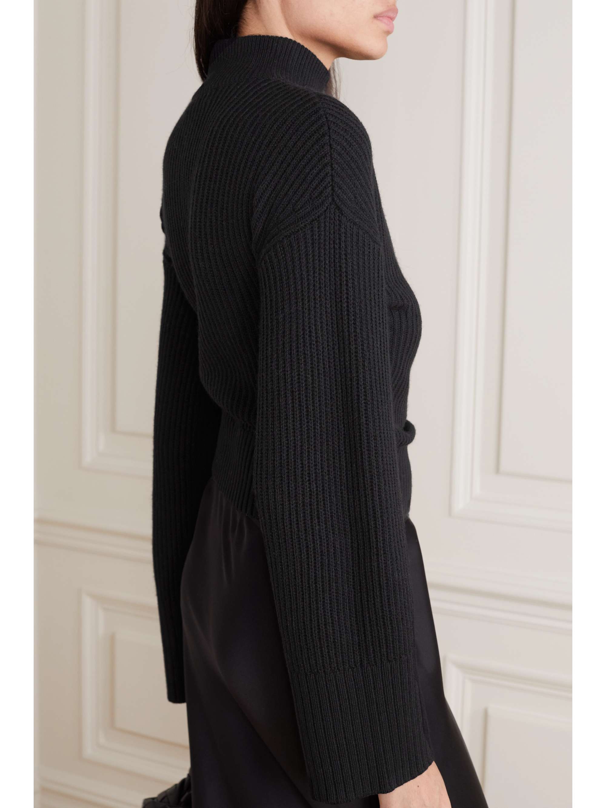 SIMKHAI Amaris cutout ribbed-knit wrap sweater