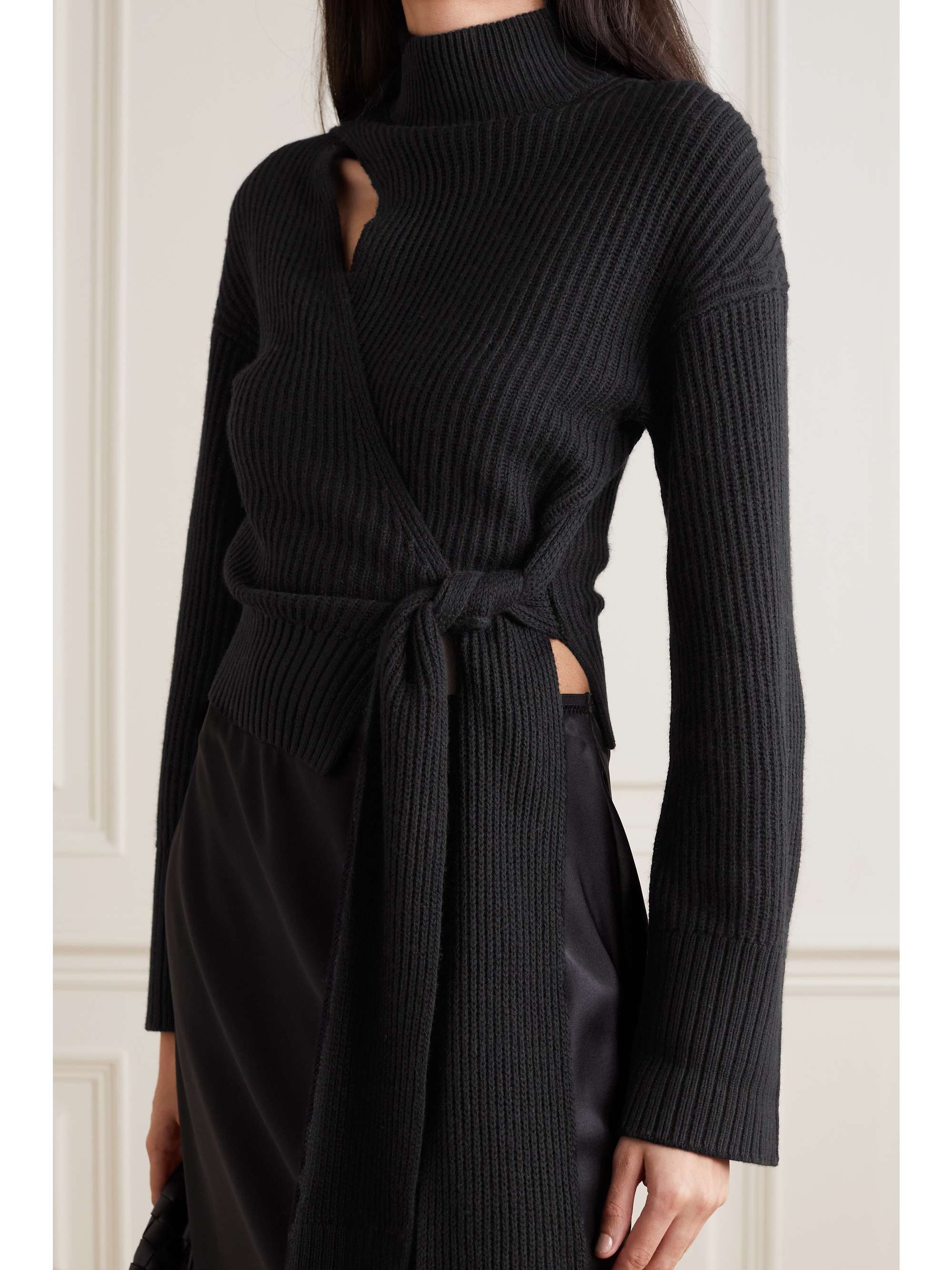 SIMKHAI Amaris cutout ribbed-knit wrap sweater