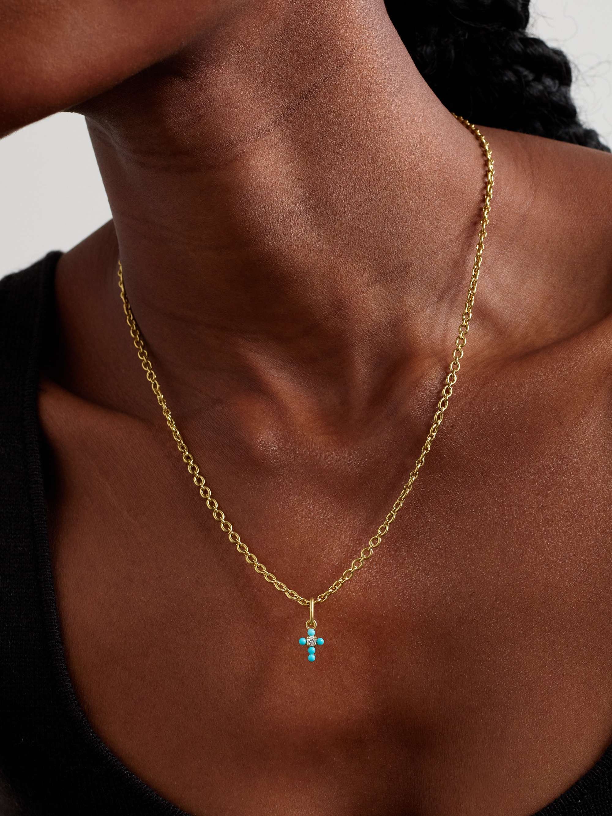 IRENE NEUWIRTH Gumball 18-karat gold, turquoise and diamond pendant