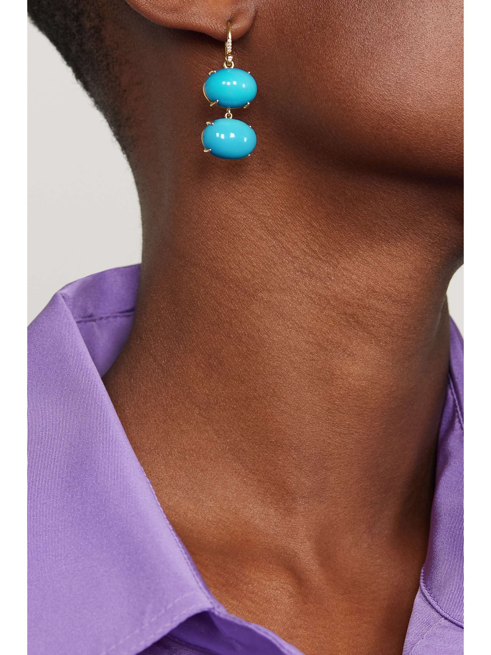 IRENE NEUWIRTH 18-karat gold, turquoise and diamond earrings