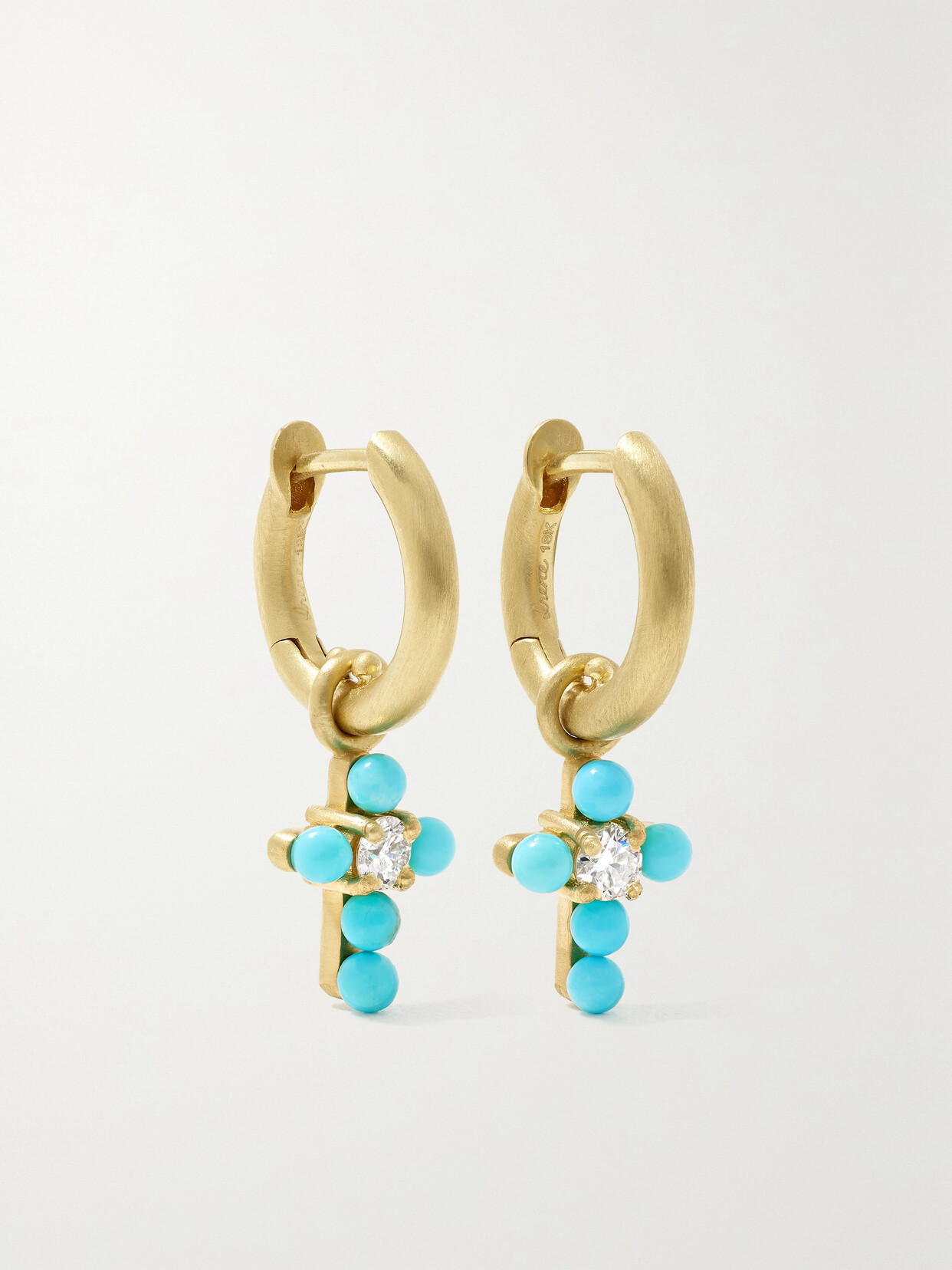 Irene Neuwirth Immaculate 18-karat Gold, Turquoise And Diamond Hoop Earrings - One size
