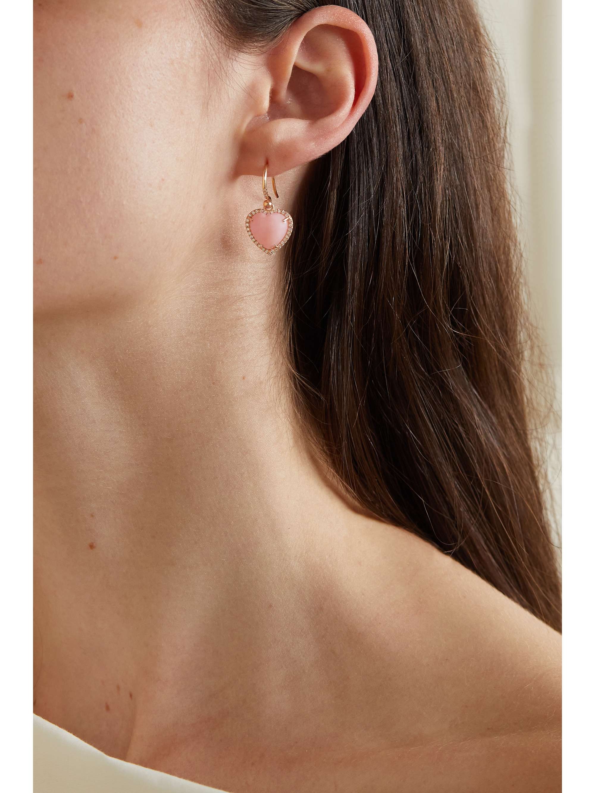 IRENE NEUWIRTH Love 18-karat rose gold, opal and diamond earrings