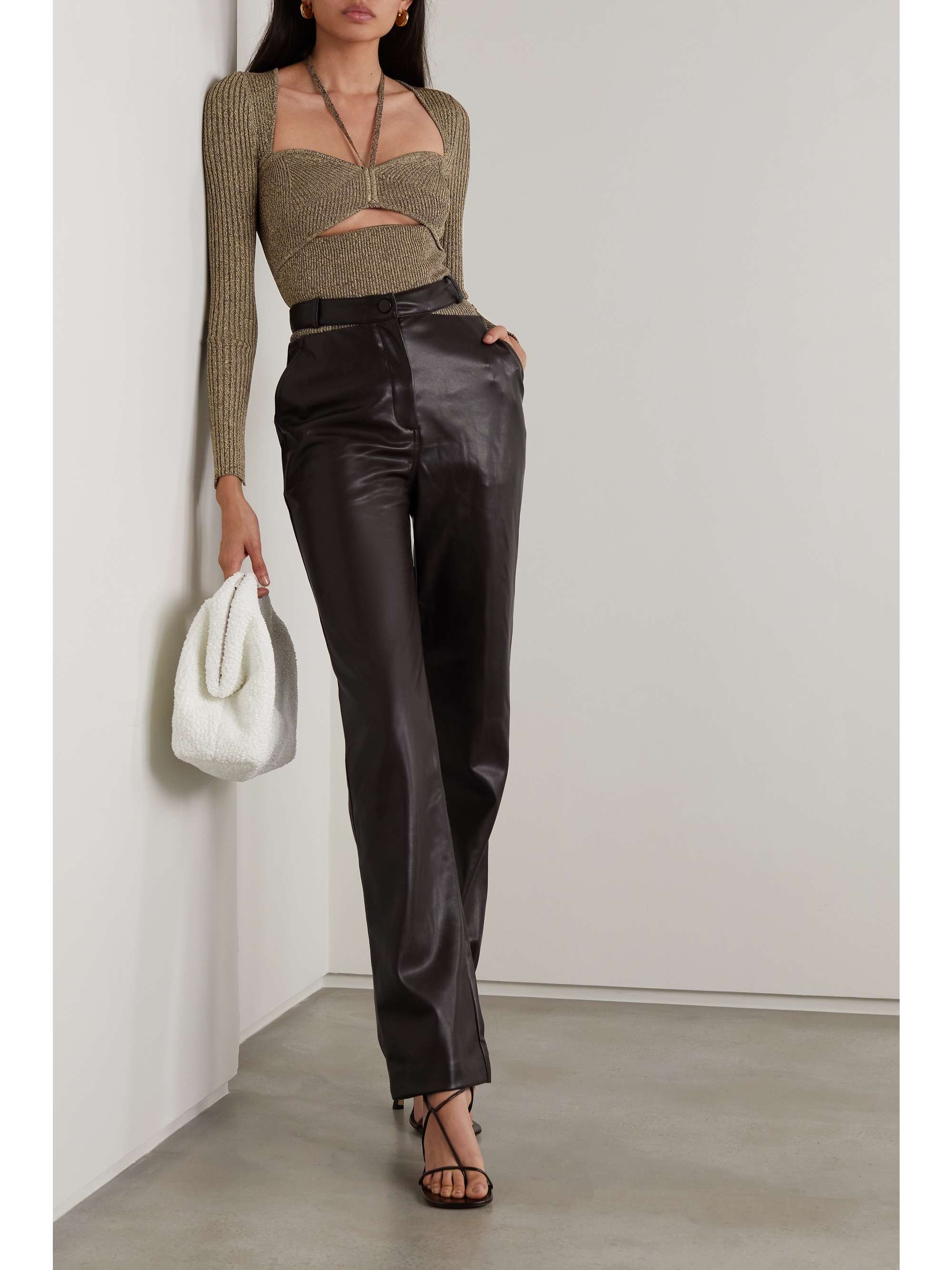 Brown Alexia cutout ribbed-knit sweater | JONATHAN SIMKHAI | NET-A-PORTER