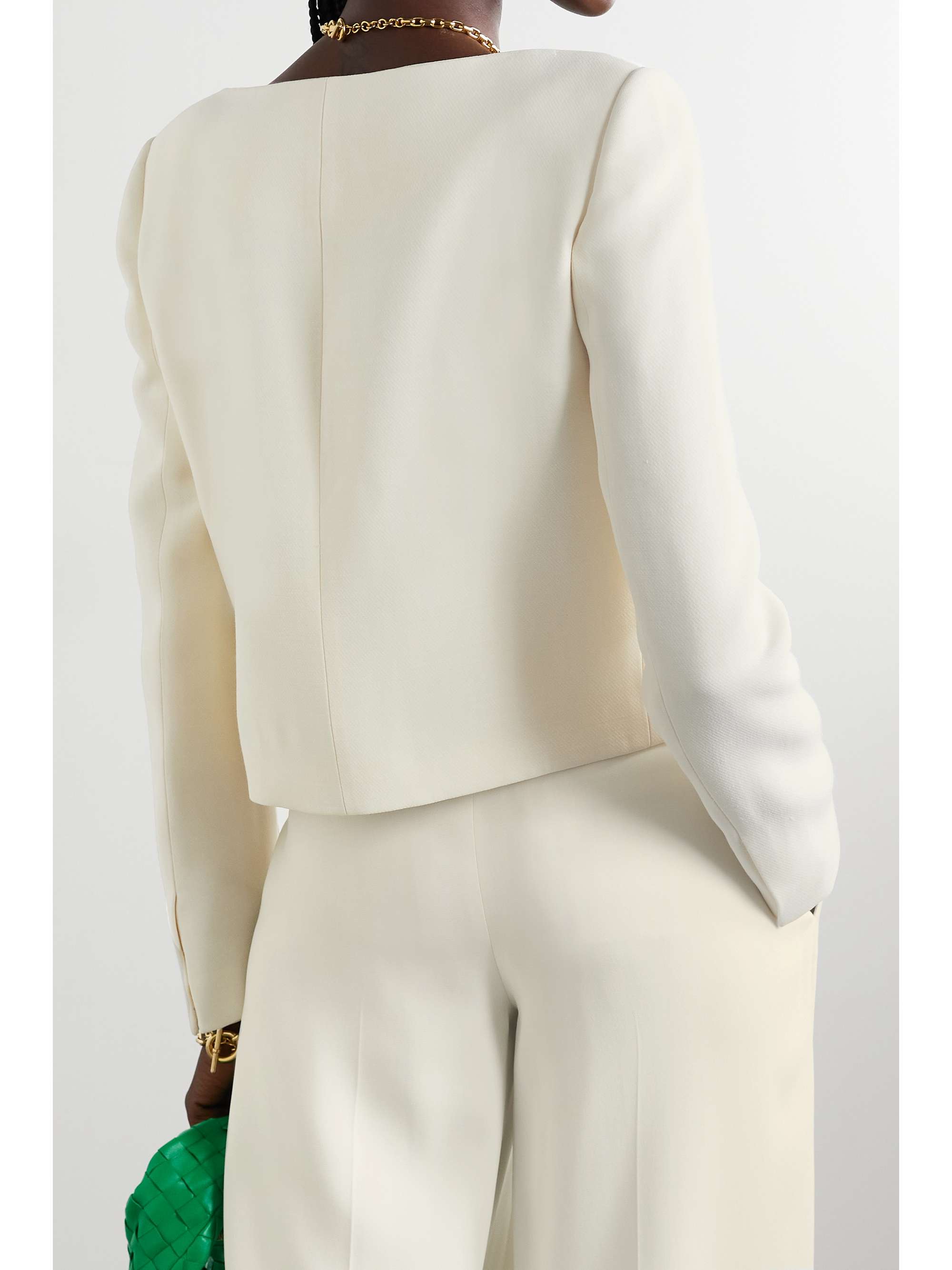 cream crystal long jacket