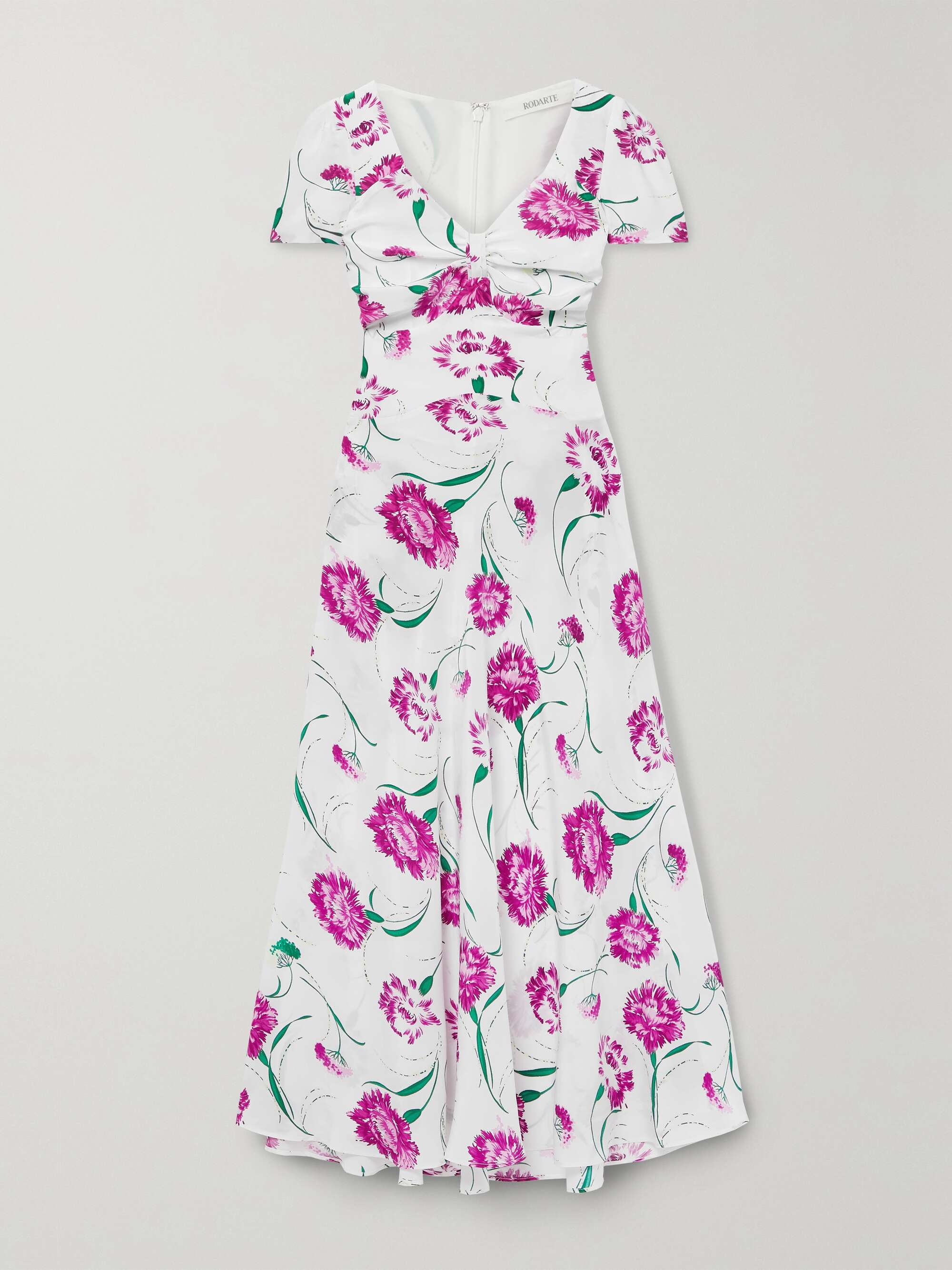 White Floral-print silk crepe de chine ...