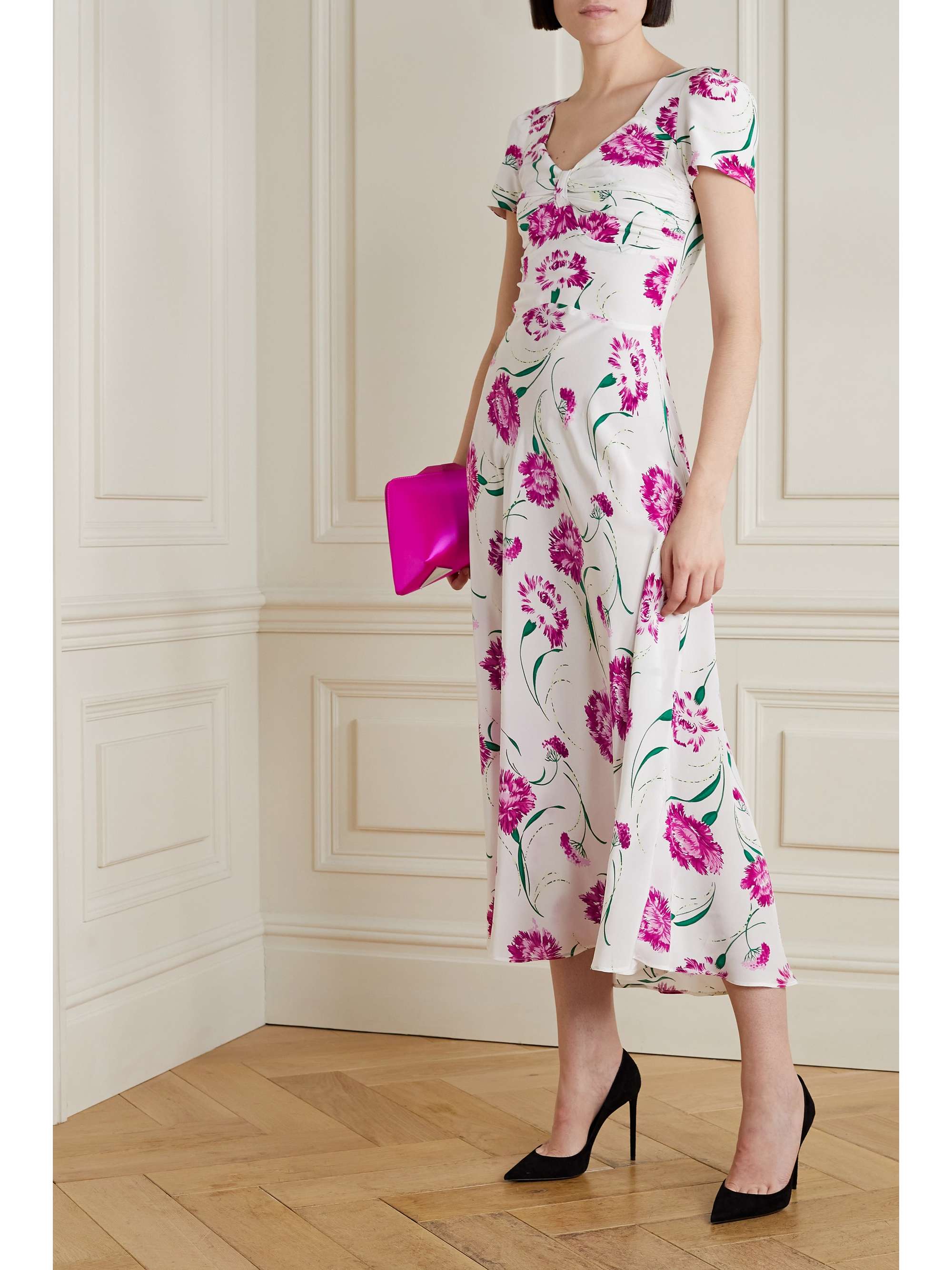 RODARTE Floral-print silk crepe de chine midi dress | NET-A-PORTER