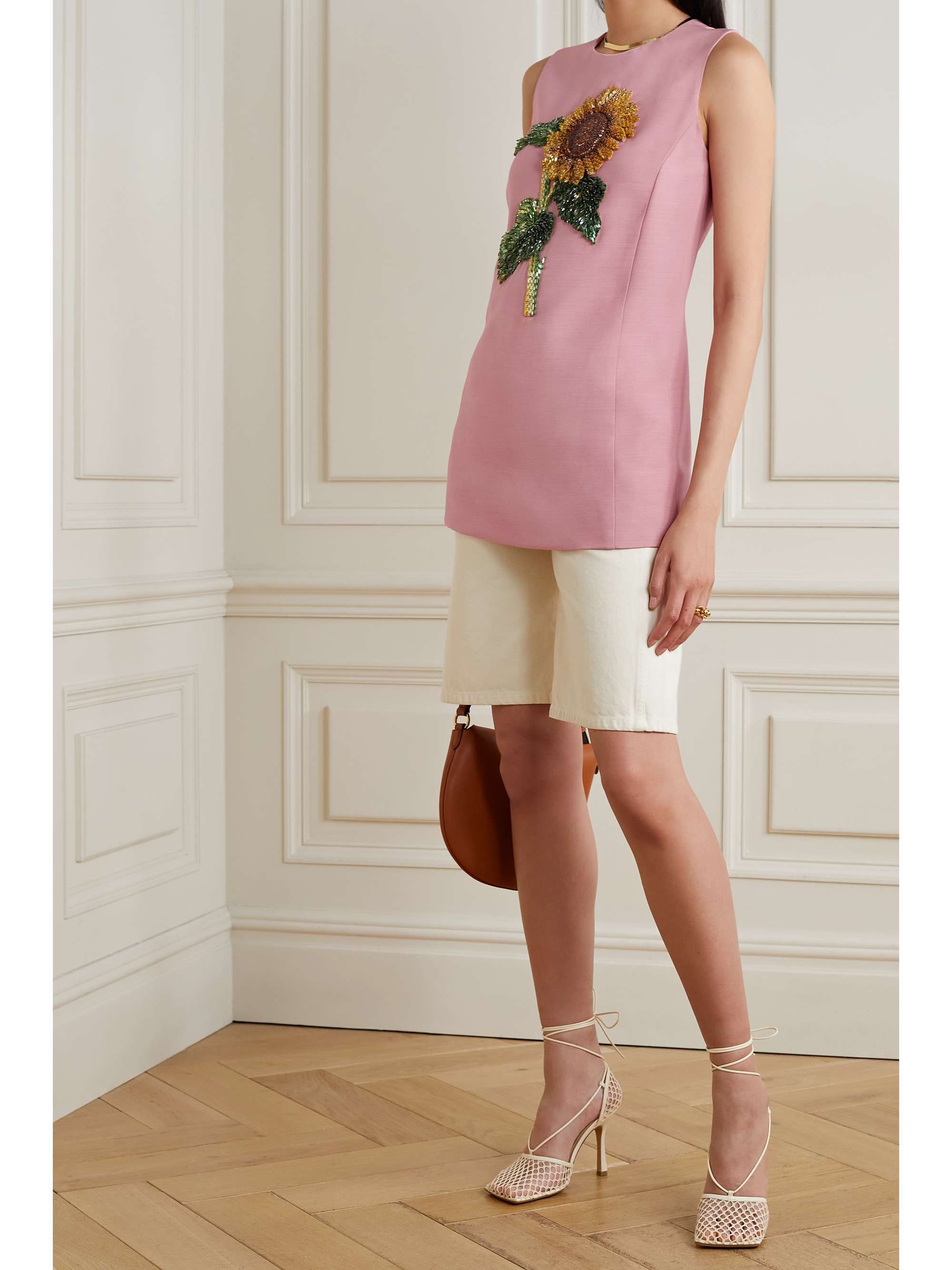 OSCAR DE LA RENTA Embellished wool and silk-blend mini dress