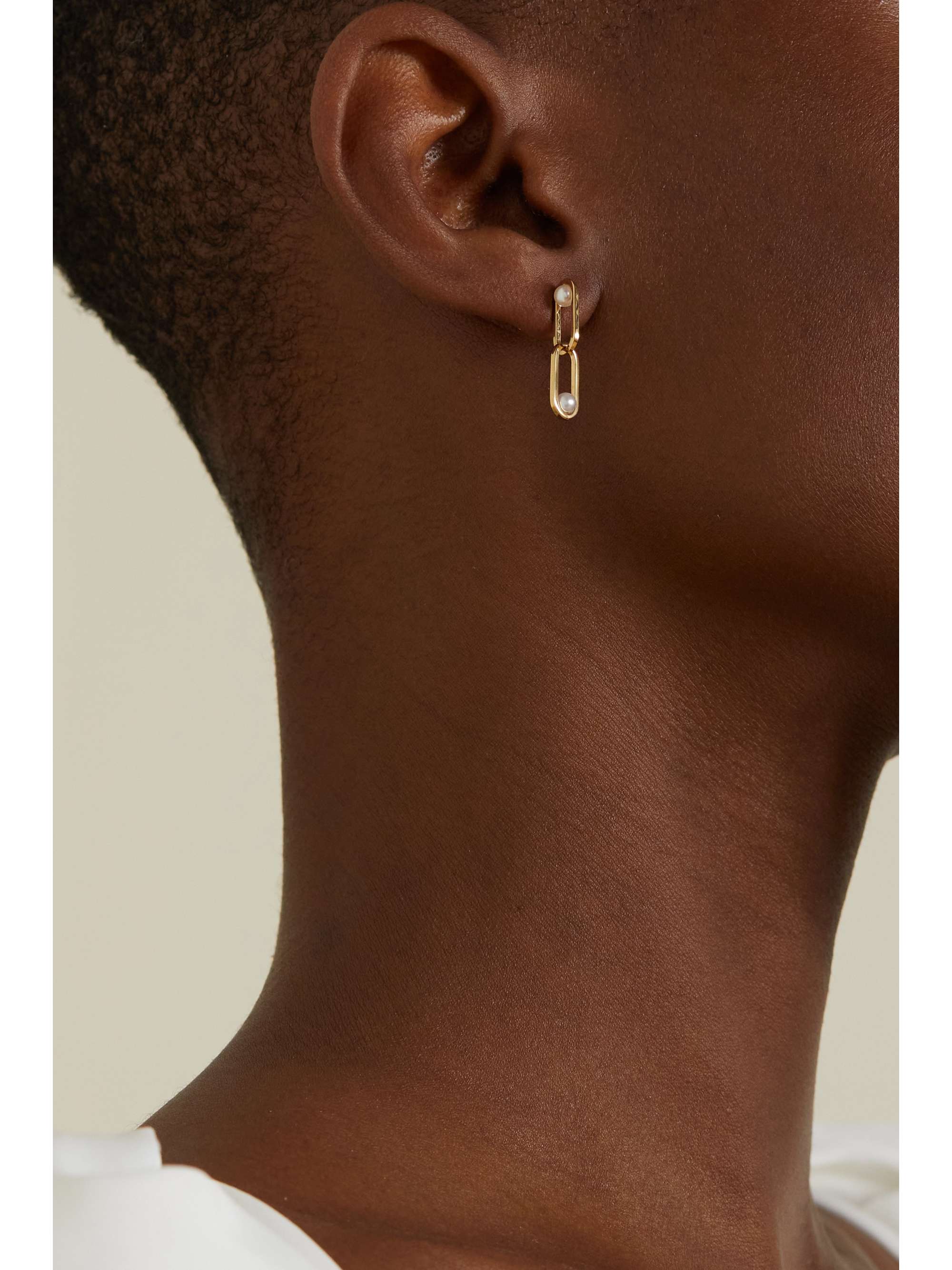 STATE PROPERTY Inversion 18-karat gold pearl earrings