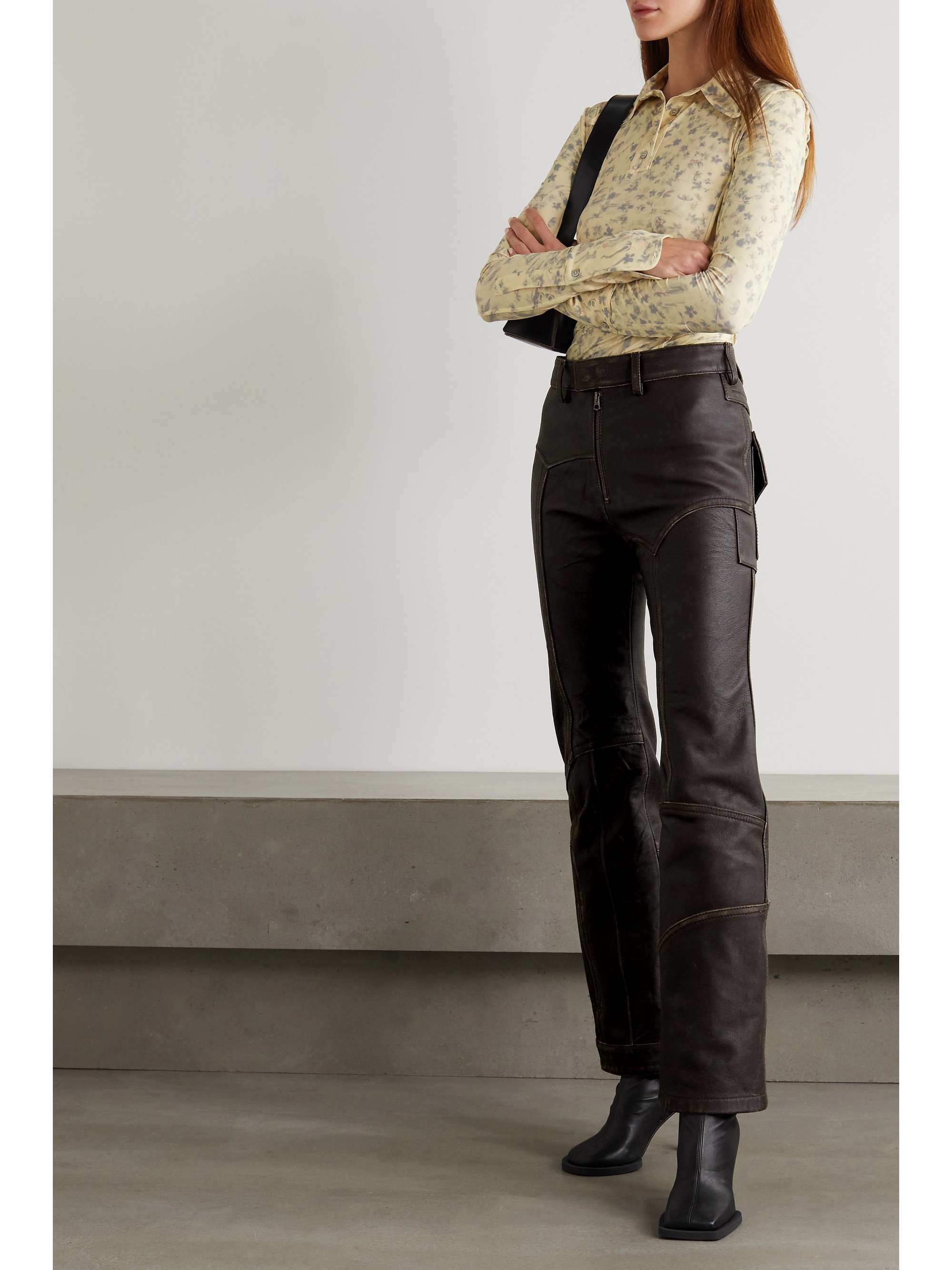 ACNE STUDIOS 仿旧皮革直筒裤
