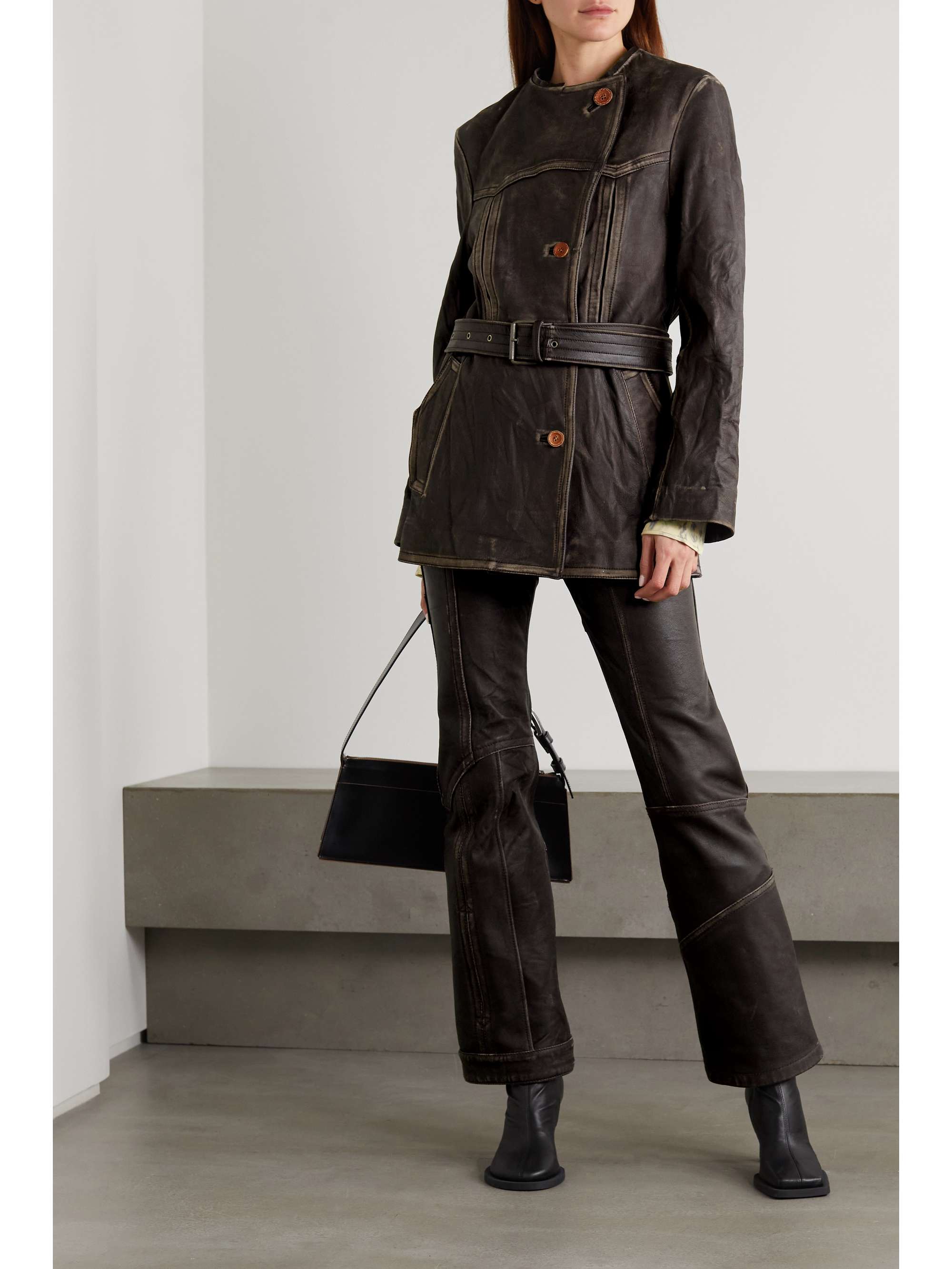 ACNE STUDIOS 仿旧皮革直筒裤