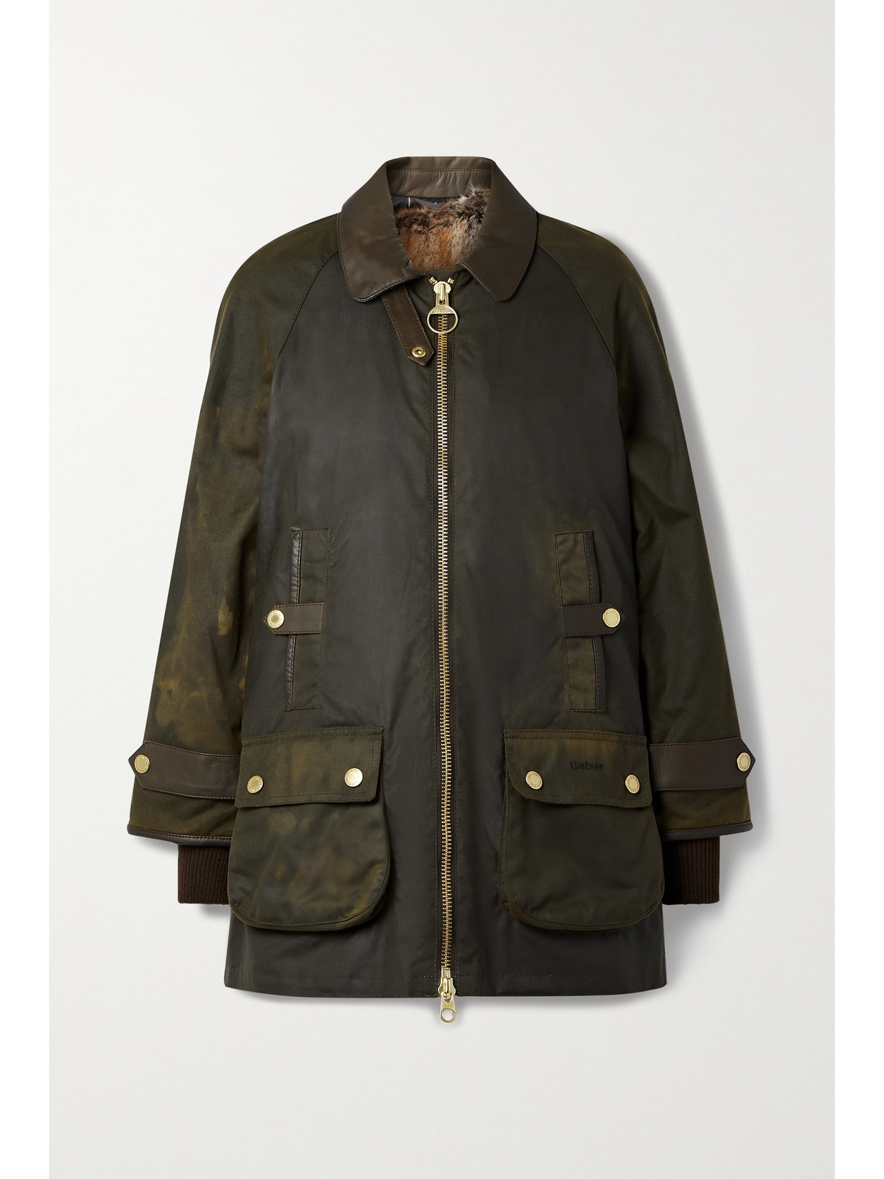 Barbour Norwood Leather-trimmed Waxed Cotton-canvas Jacket In