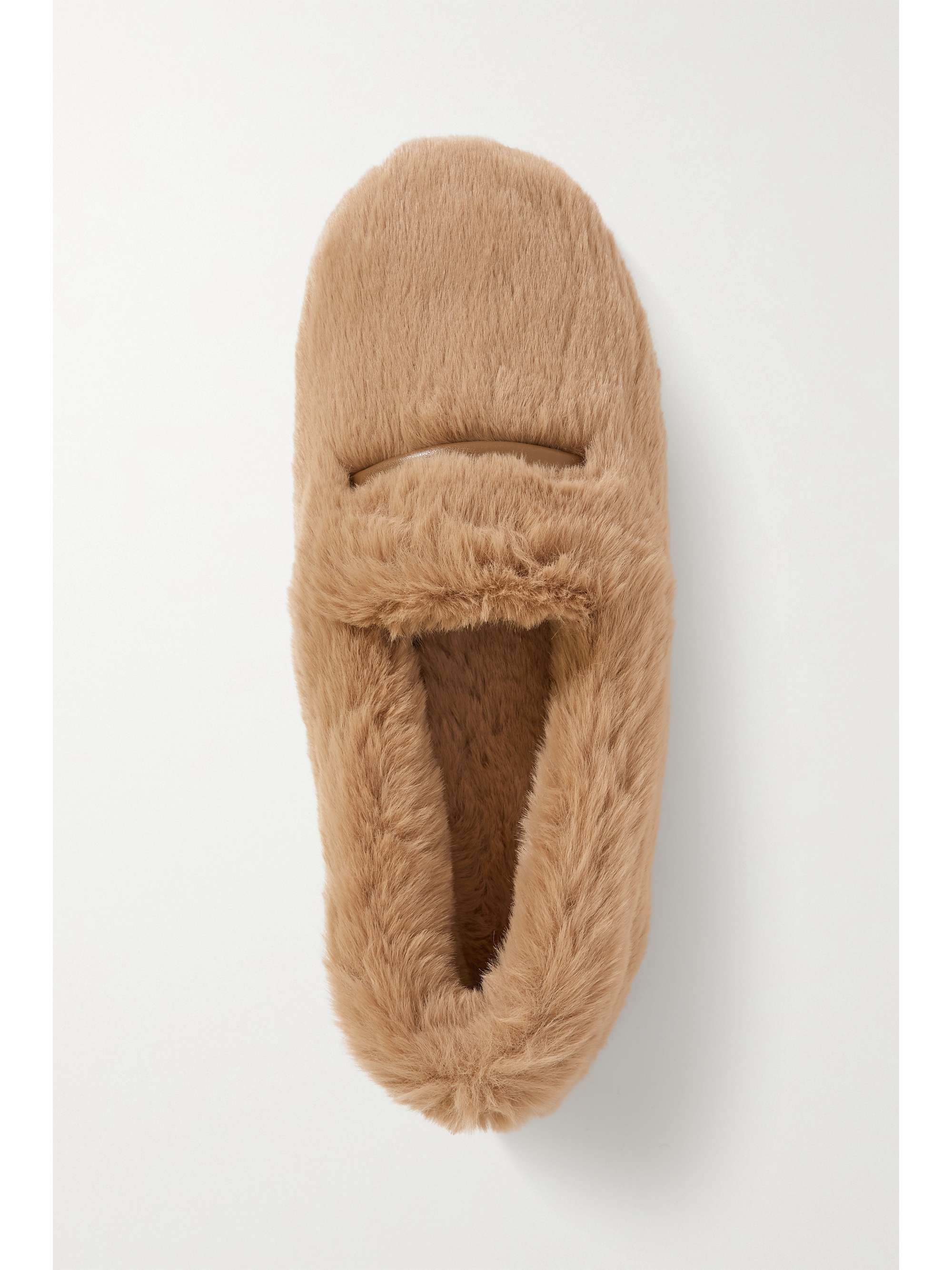 GIANVITO ROSSI Faux leather-trimmed faux fur slippers