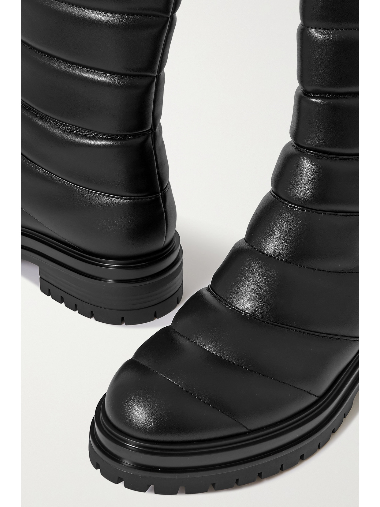 Gianvito Rossi Quilted Faux Leather Ankle Boots In Black