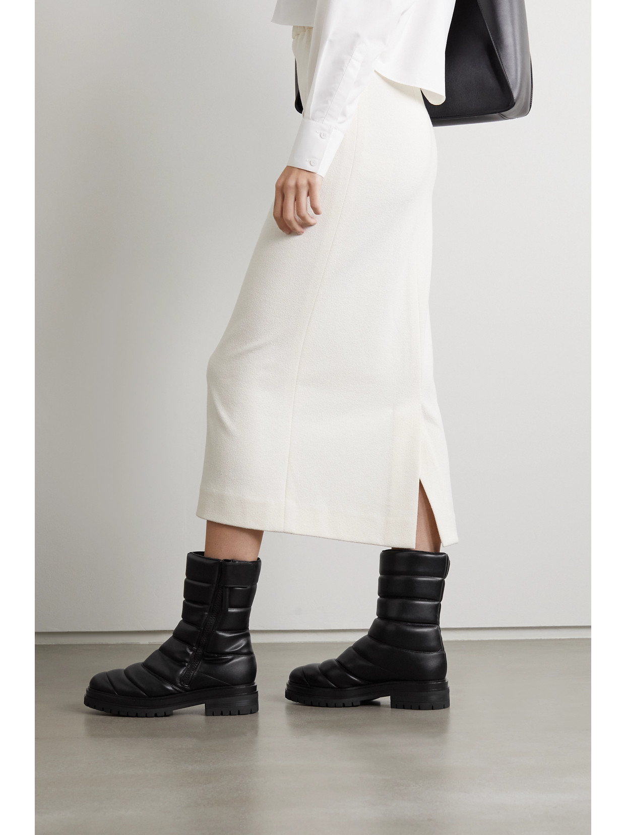 Gianvito Rossi Quilted Faux Leather Ankle Boots In Black
