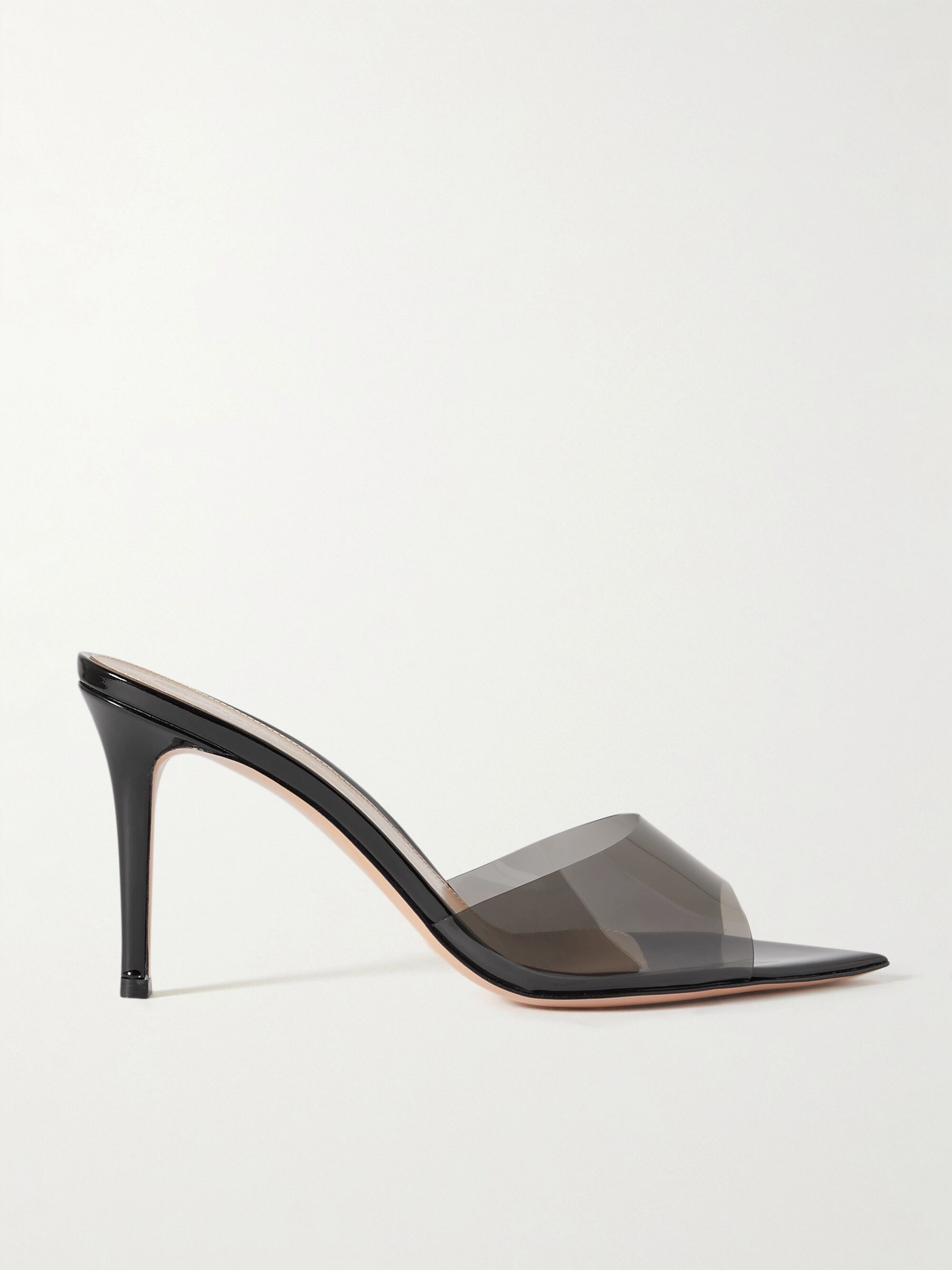 black pvc mules