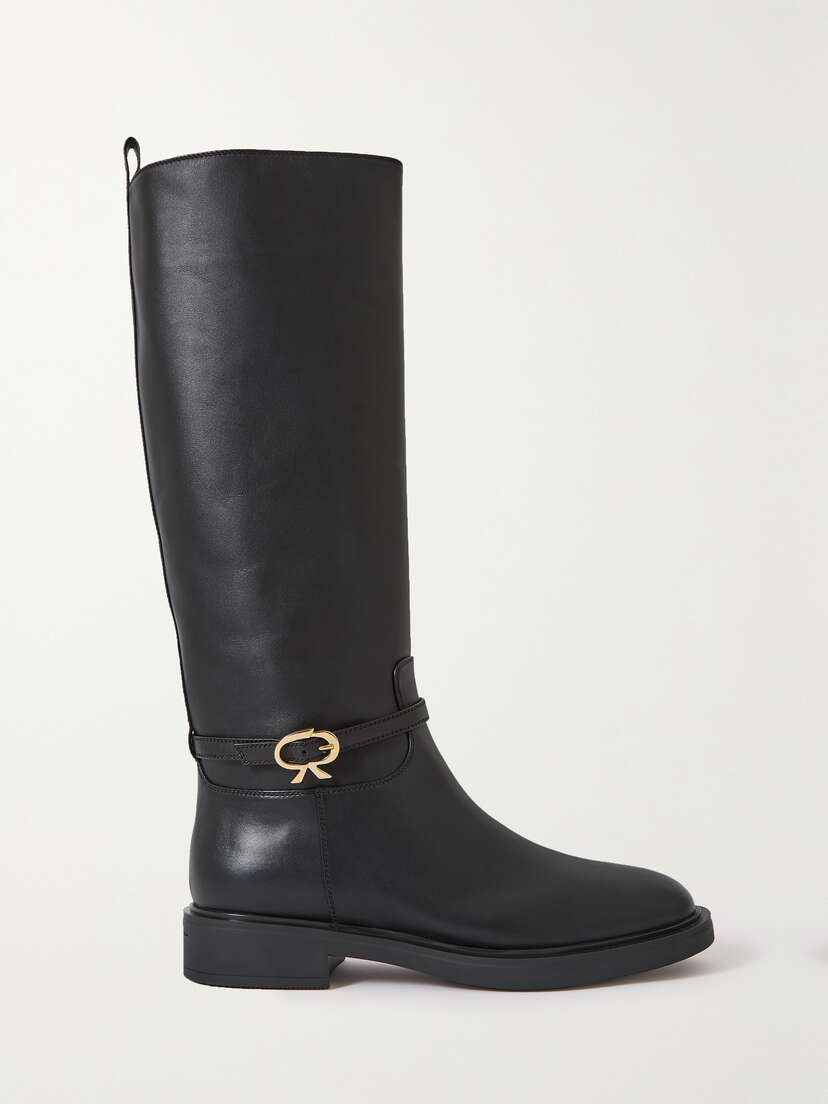 Gianvito Rossi Ribbon Buckled Leather Knee Boots