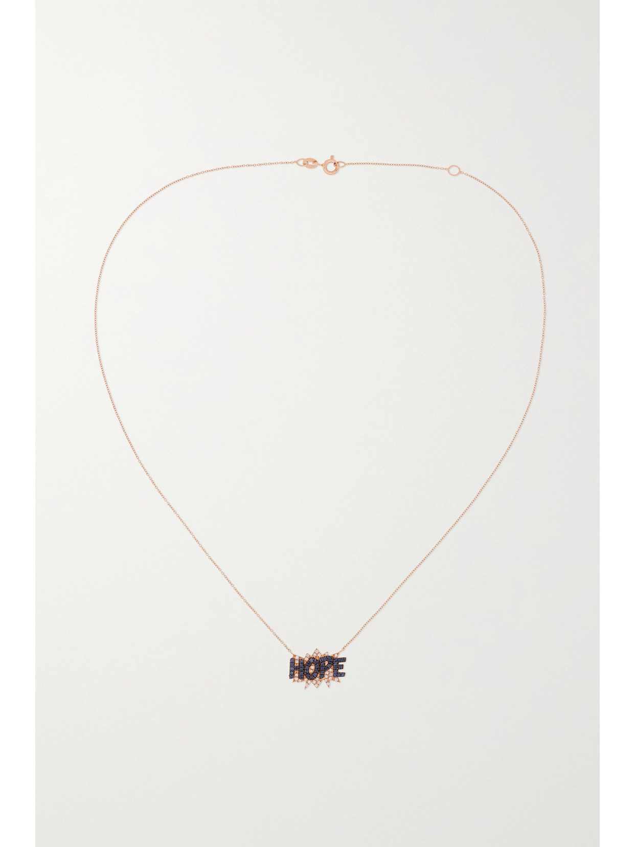 Shop Diane Kordas Hope 18-karat Rose Gold, Sapphire And Diamond Necklace