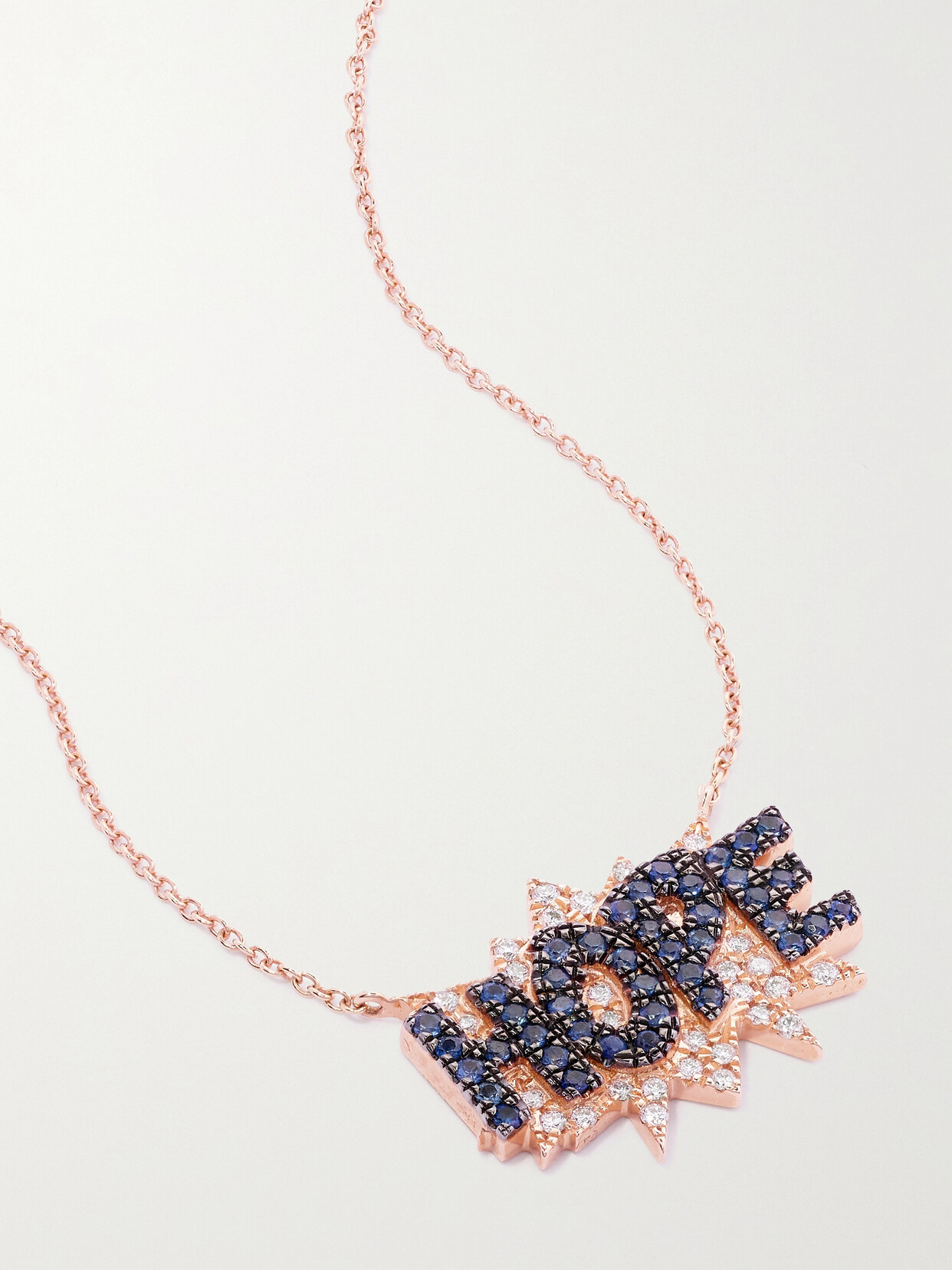 Diane Kordas Hope 18-karat Rose Gold, Sapphire And Diamond Necklace