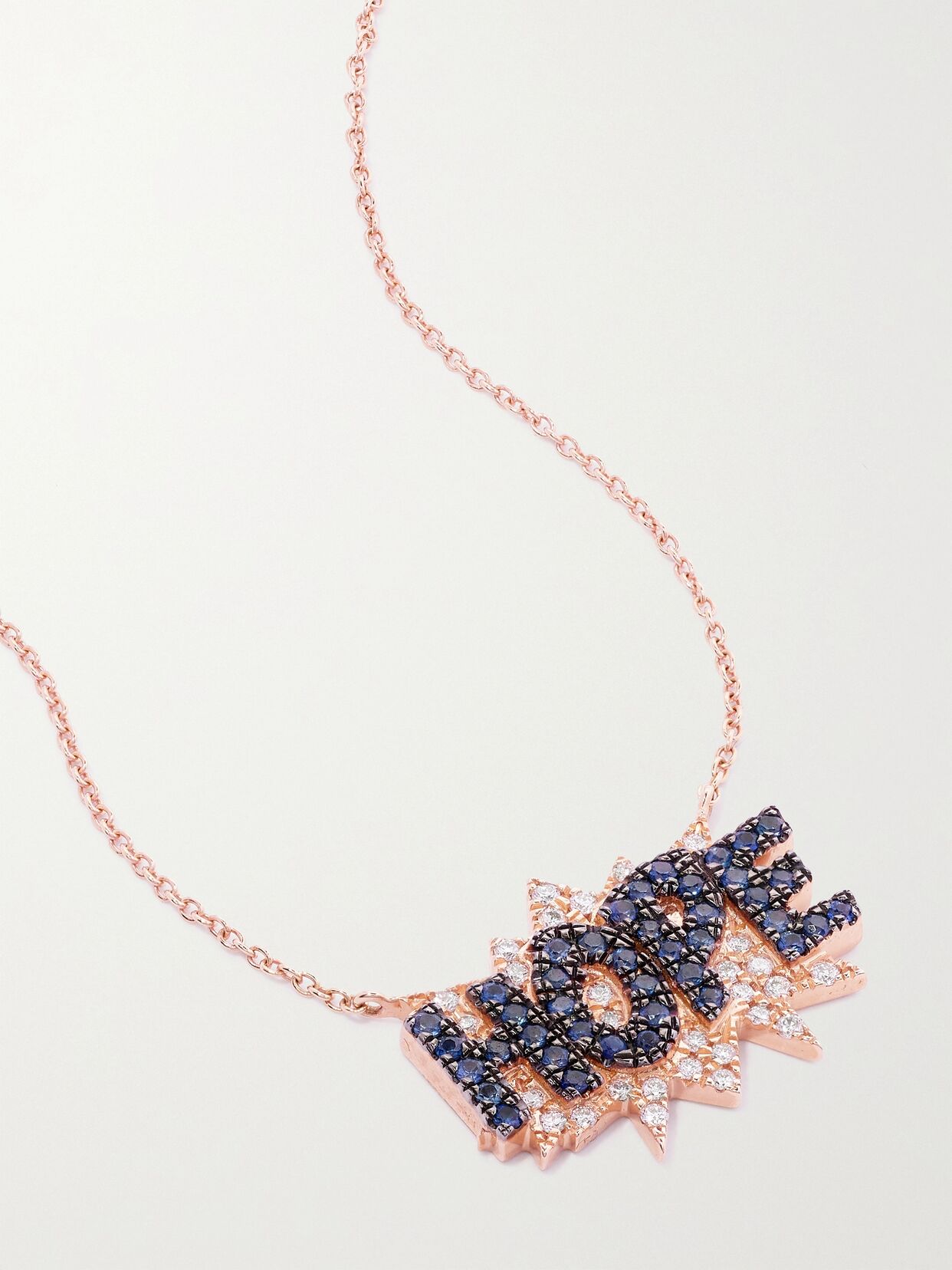 Hope 18-karat rose gold, sapphire and diamond necklace