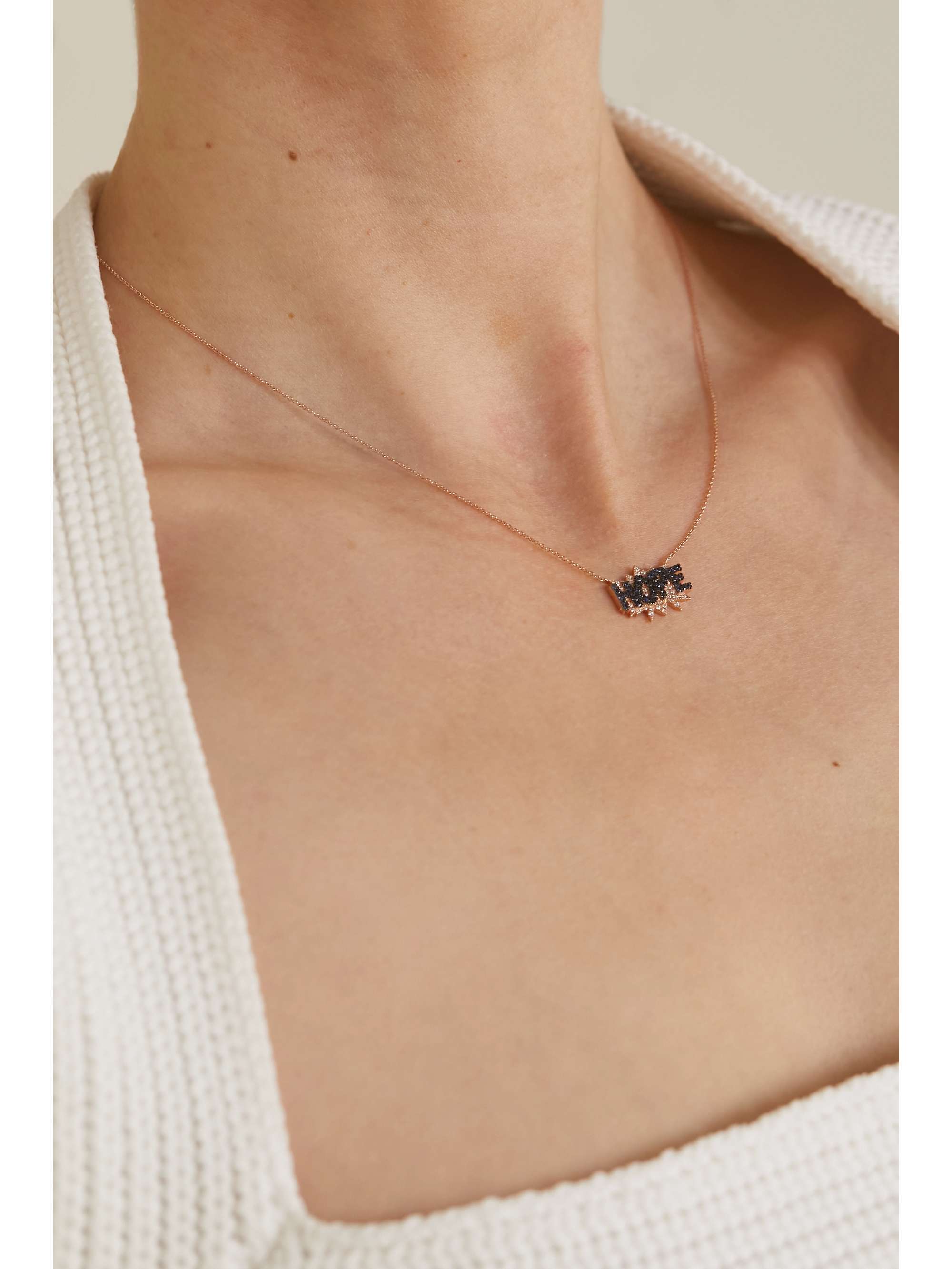 DIANE KORDAS Hope 18-karat rose gold, sapphire and diamond necklace