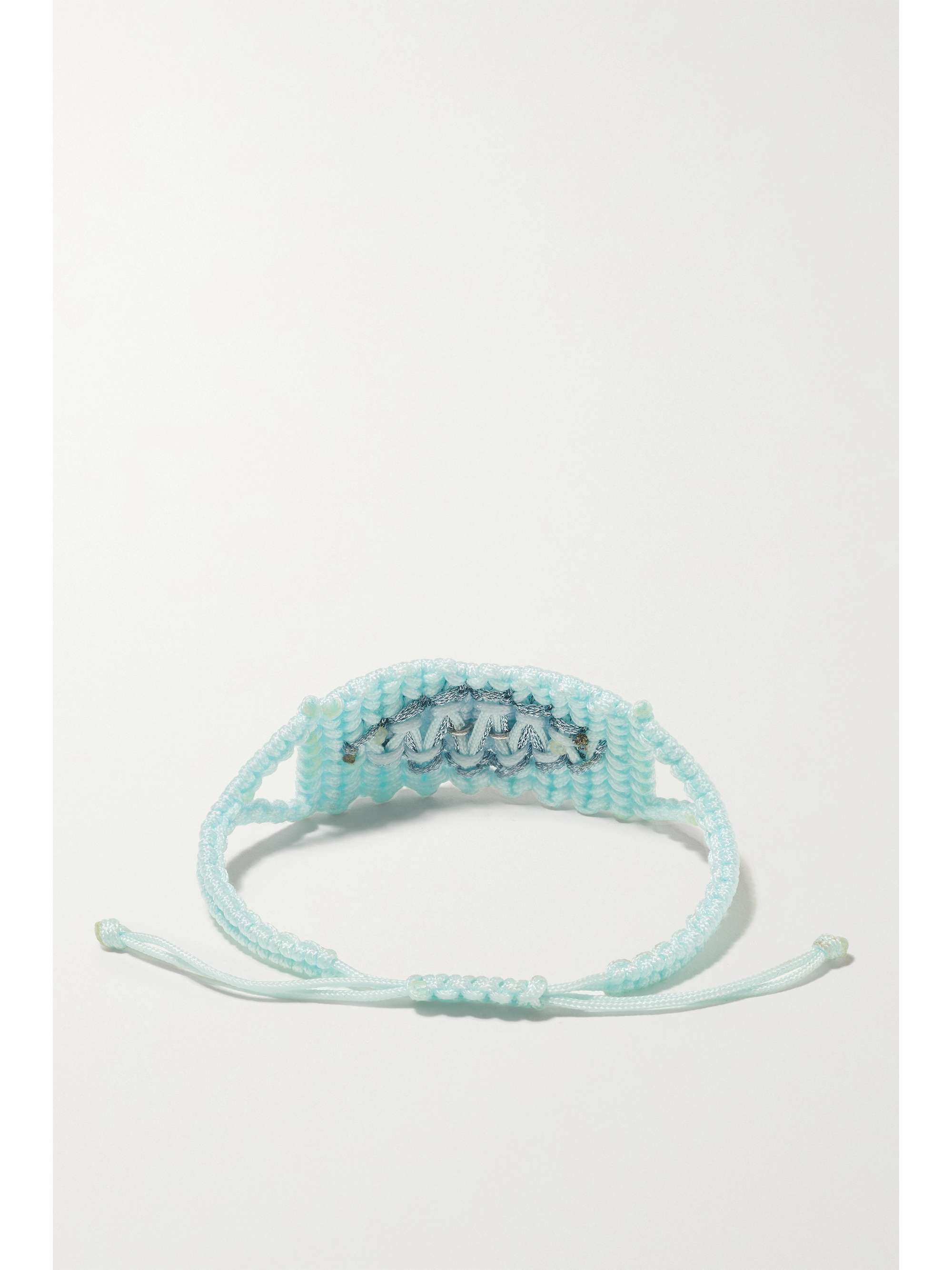 DIANE KORDAS Evil Eye woven cord and 14-karat white gold diamond and sapphire bracelet