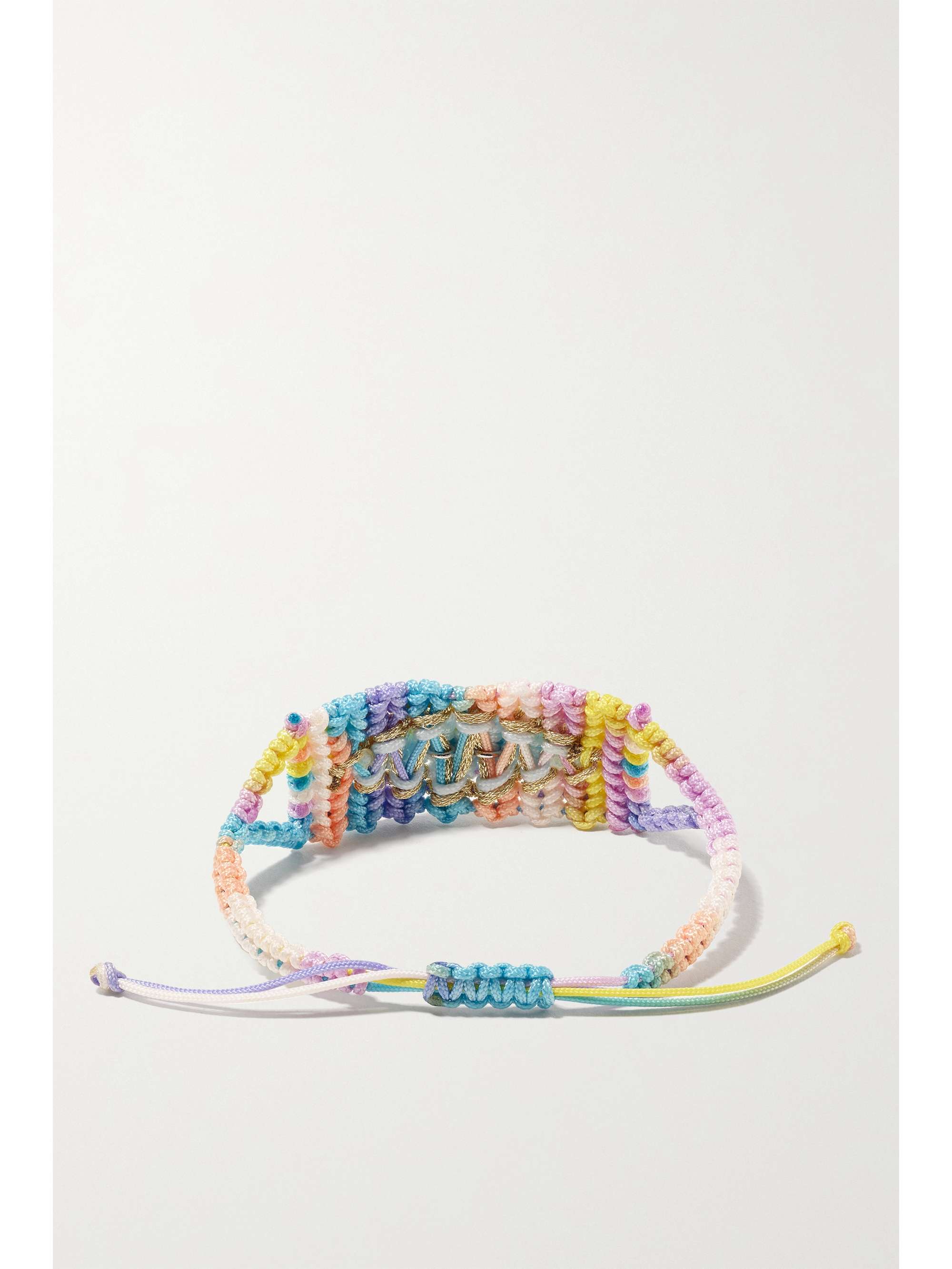 DIANE KORDAS Evil Eye woven cord and 14-karat white gold diamond and sapphire bracelet