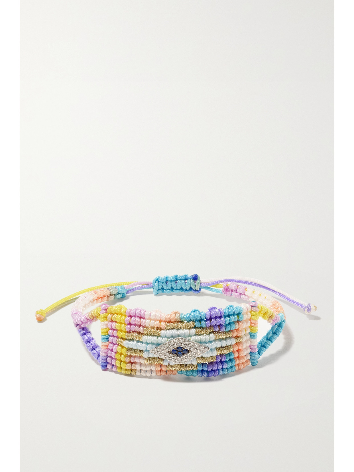 Shop Diane Kordas Evil Eye Woven Cord, Diamond And Sapphire Bracelet In Multi