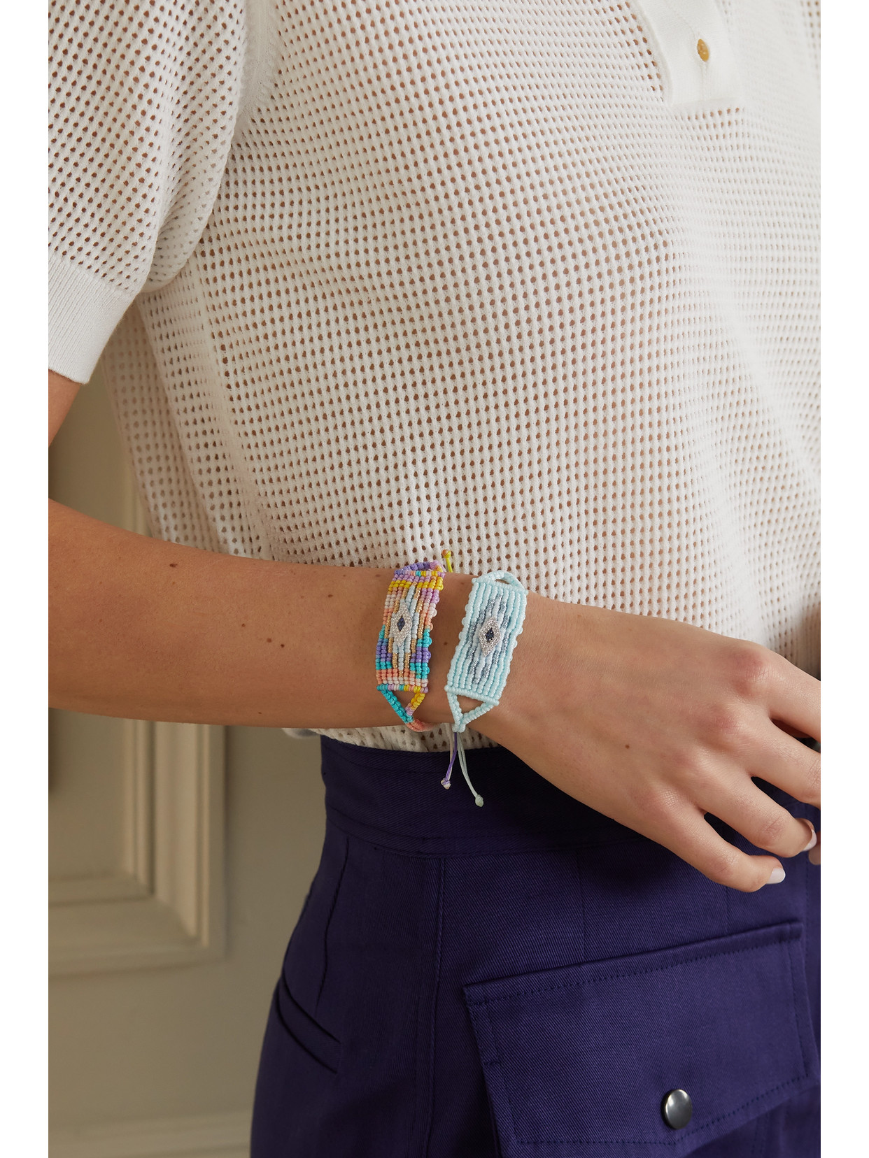 Diane Kordas Evil Eye Woven Cord, Diamond And Sapphire Bracelet In Multi