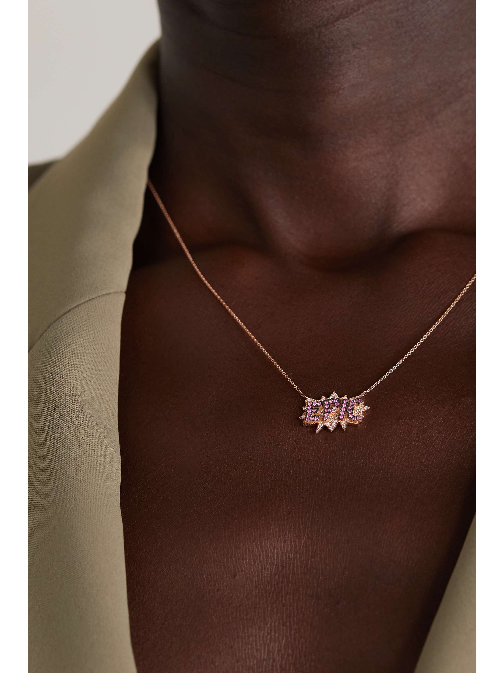 DIANE KORDAS Hope 18-karat rose gold, sapphire and diamond necklace