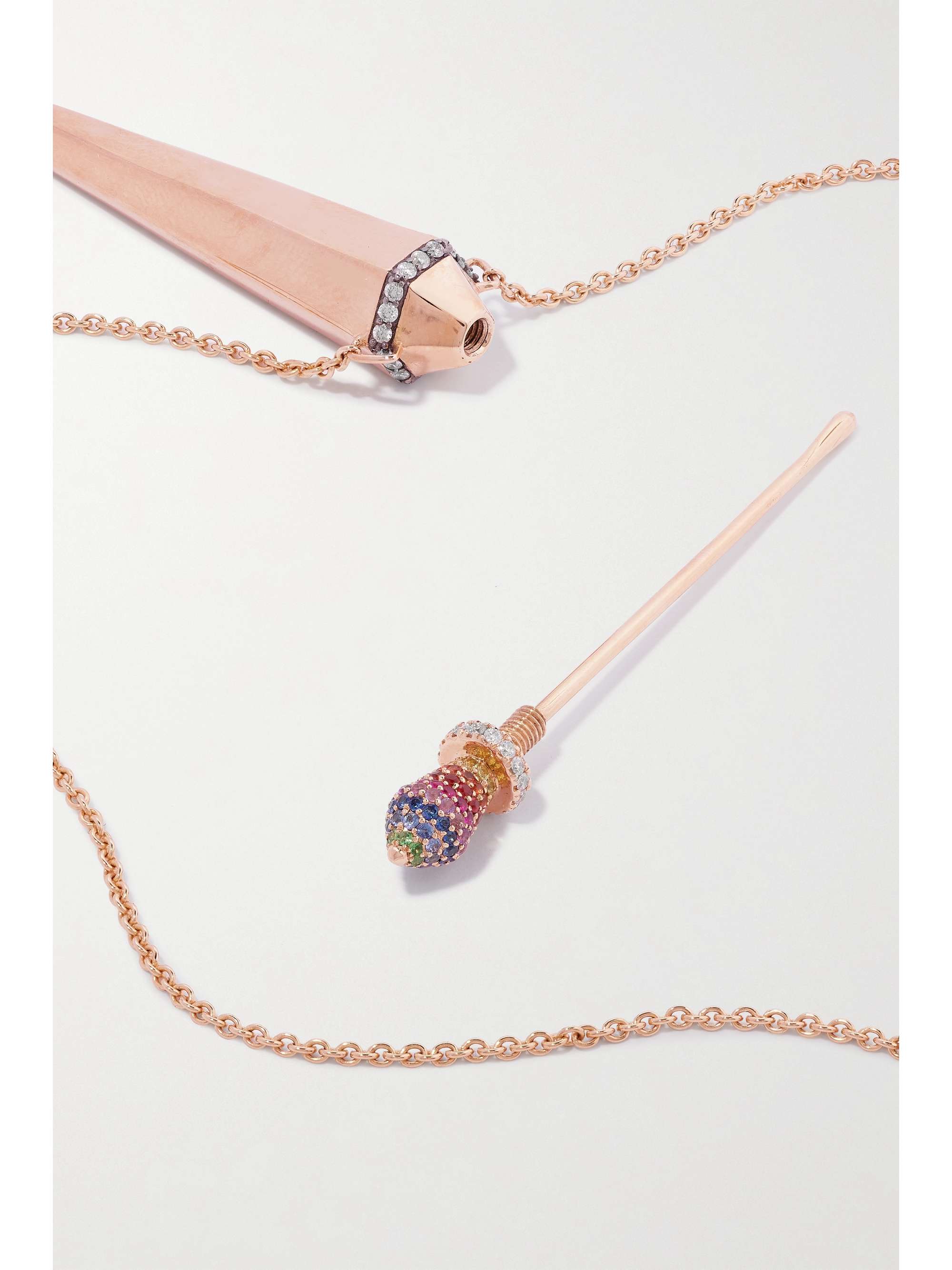 DIANE KORDAS Amulette 18-karat rose gold multi-stone necklace