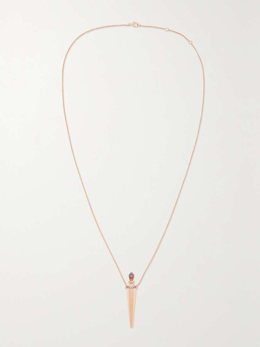 Diane Kordas Amulette 18-karat Rose Gold Multi-stone Necklace