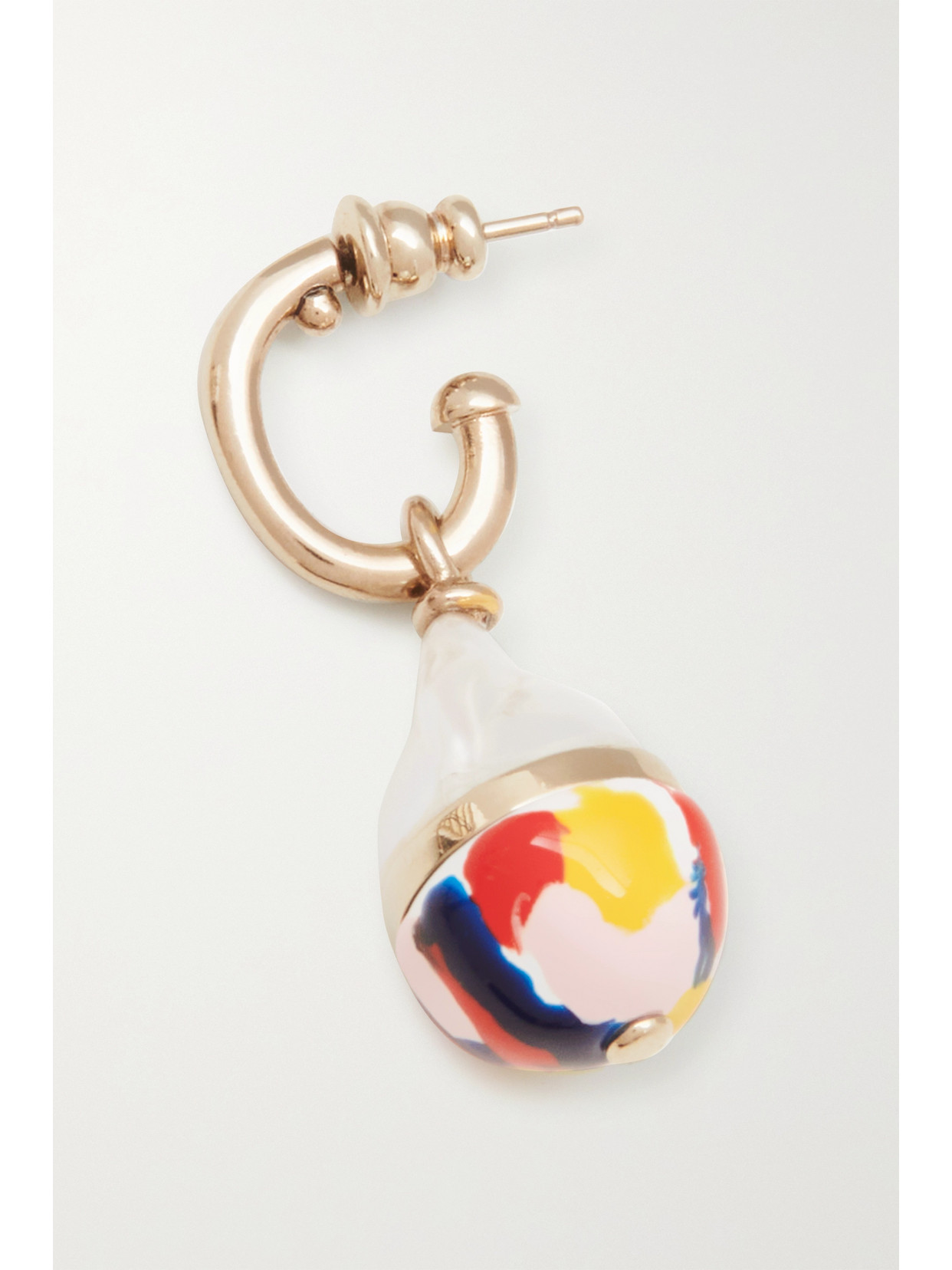 Chloé Darcey Gold-tone, Pearl And Enamel Single Earring In Neutrals