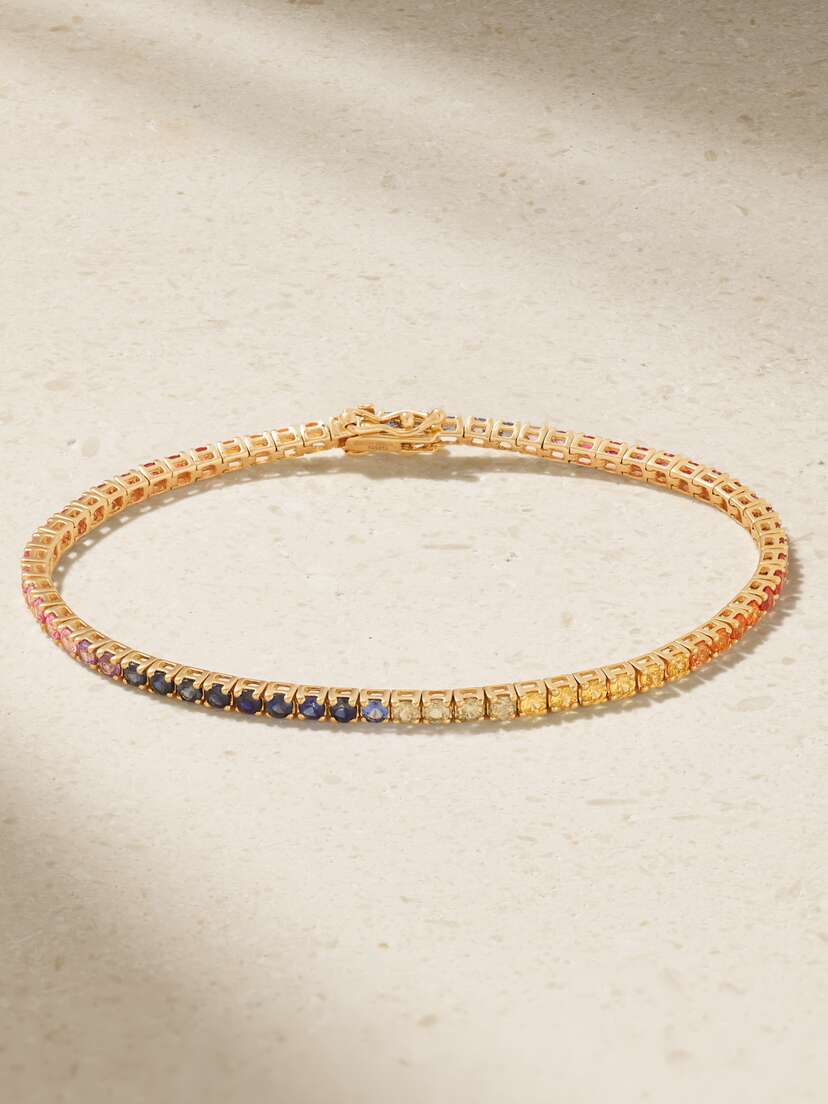 Roxanne First 14-karat Gold Sapphire Tennis Bracelet
