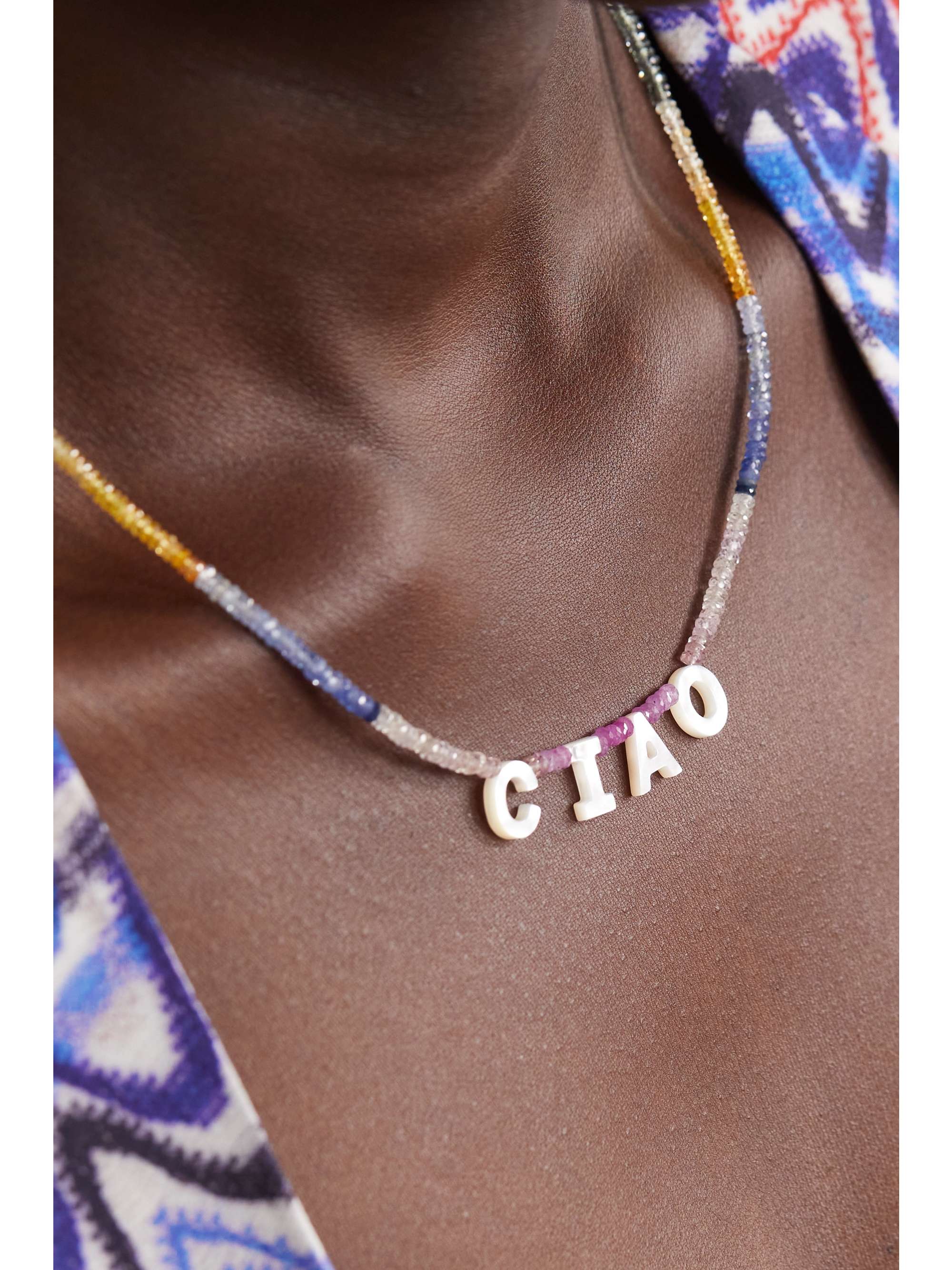 ROXANNE FIRST Ciao gold, sapphire and mother-of-pearl necklace