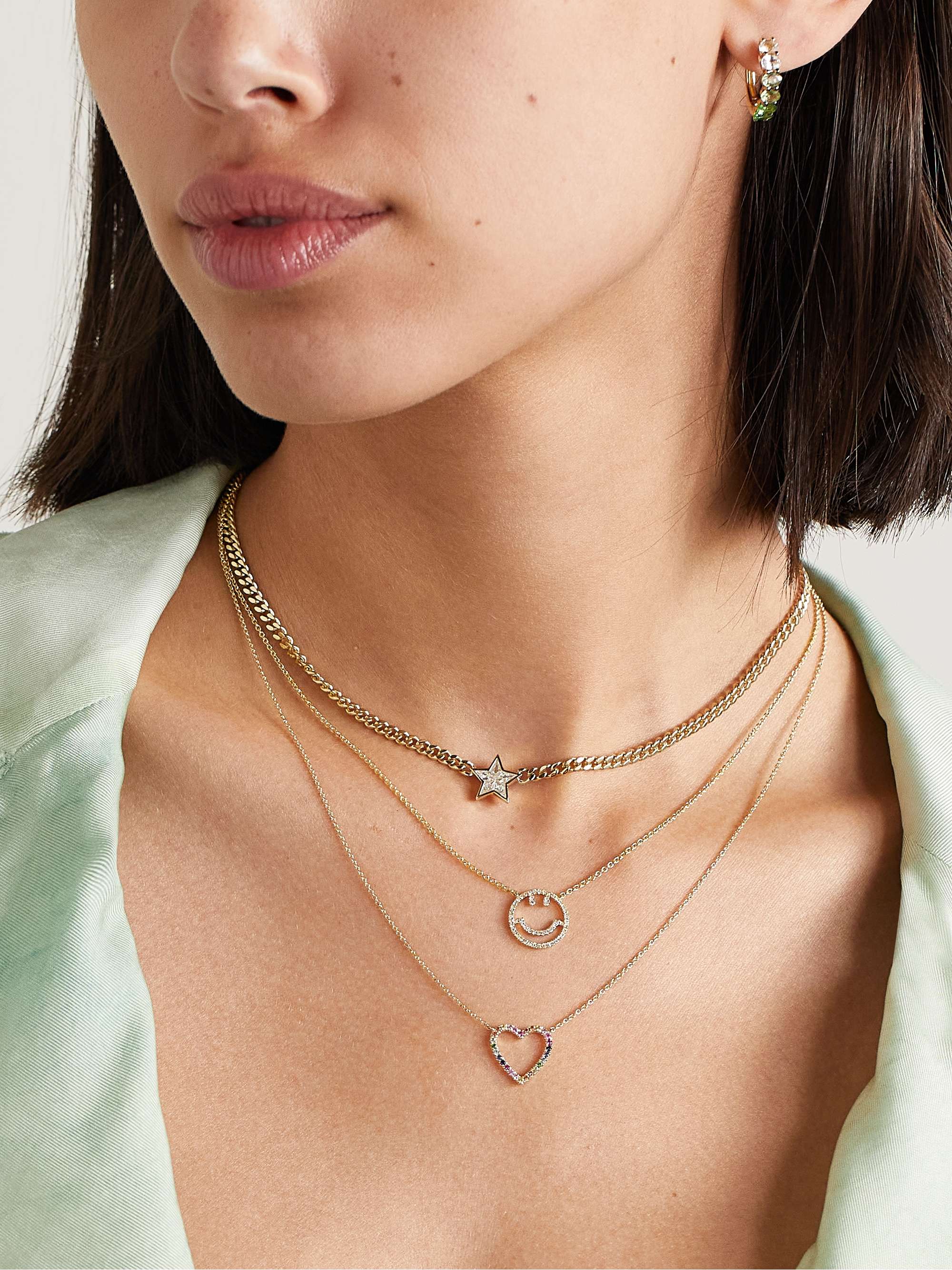 ROXANNE FIRST Have A Nice Day 14-karat gold diamond necklace