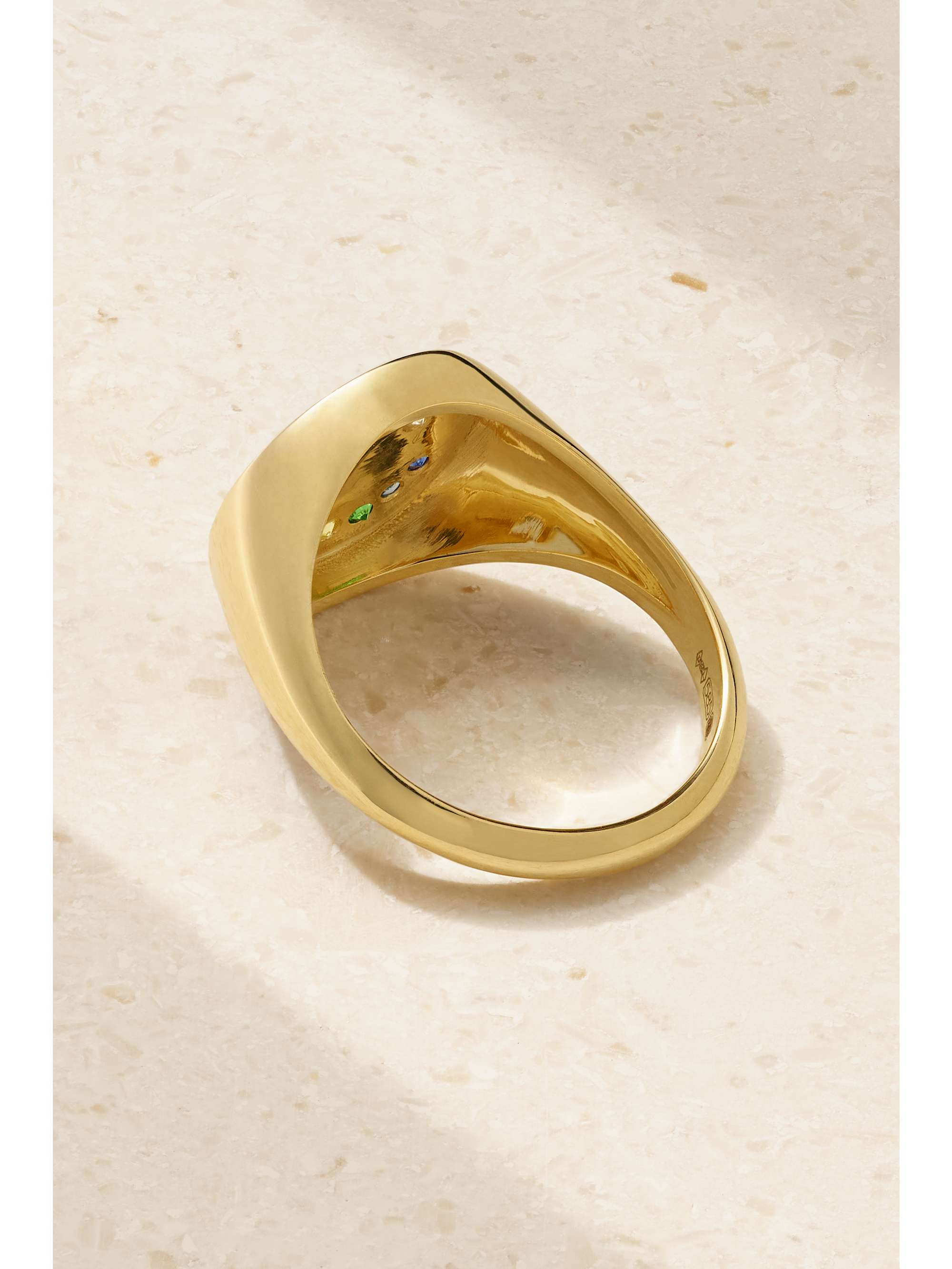 ROXANNE FIRST Smiley 14-karat gold blackened diamond signet ring