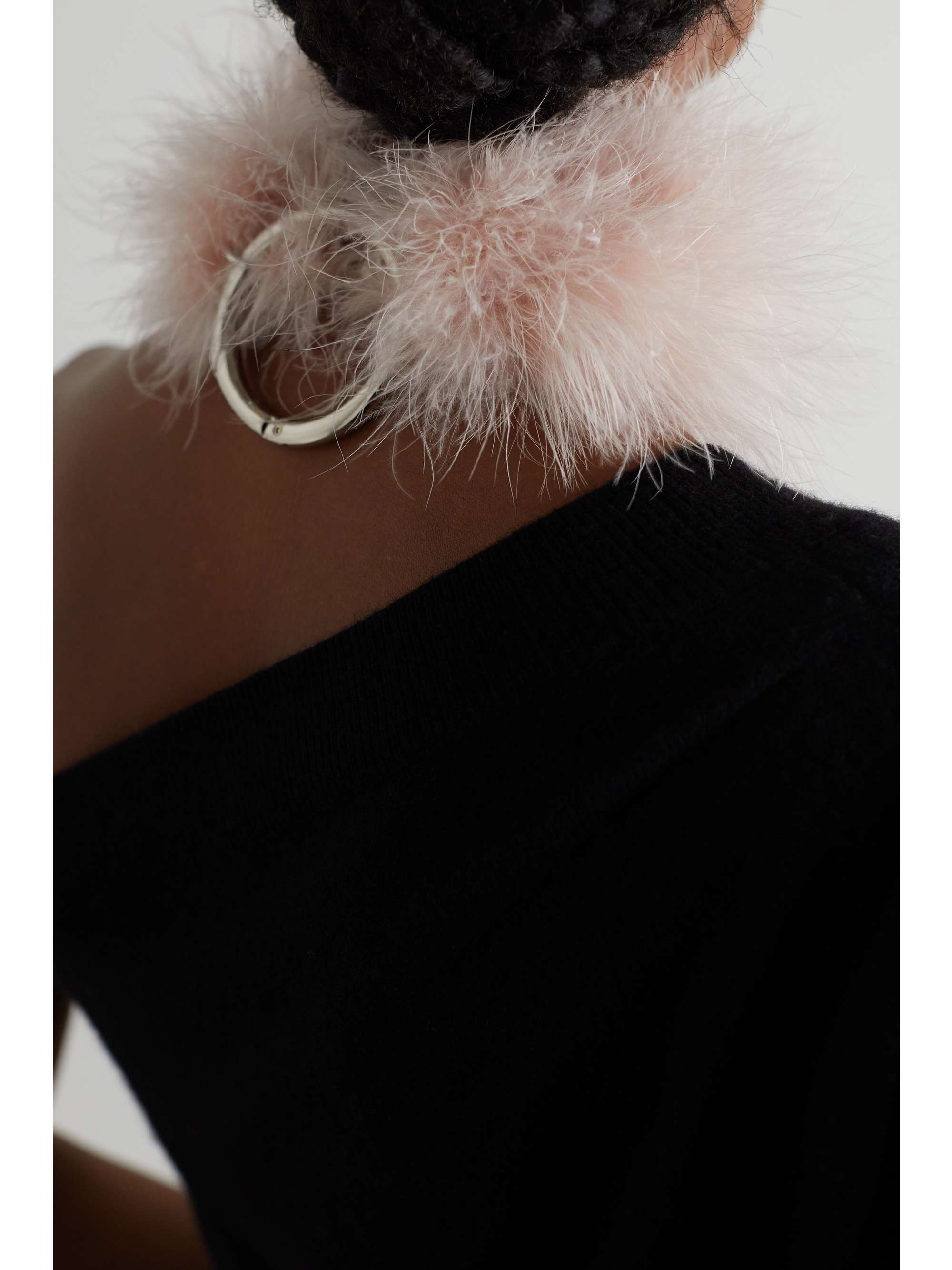 DRIES VAN NOTEN Silver-tone and feather necklace