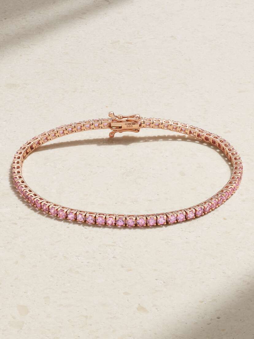 Roxanne First 14-karat Rose Gold Sapphire Tennis Bracelet